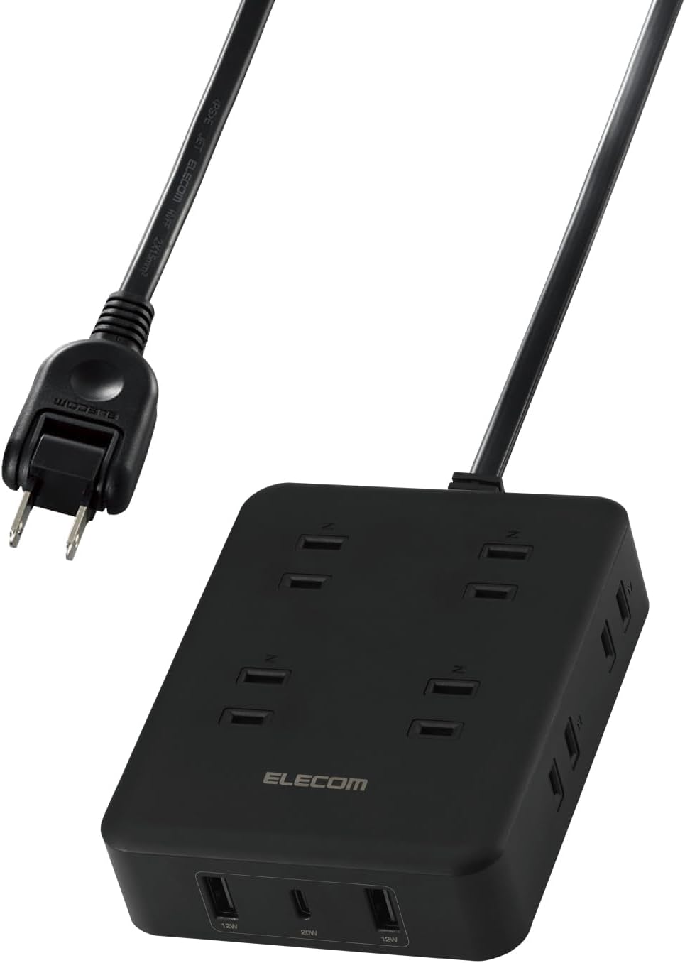 Detalle de エレコム ECT-44-8A2C25BK 電源タップ 8個口・USB 3ポート・PD 20W対応