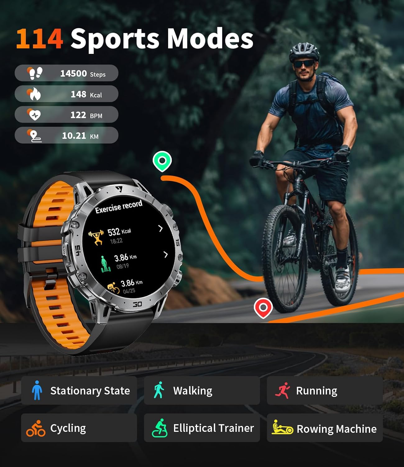 Thumbnail 5 de EF18-A Smart Watch for Men with 1000mAh Battery and LED Flashlight