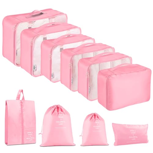 Detalle de TXBOBECO Koffer Organizer Set – 10-teiliges Reise-Organizer-Set (Kofferorganizer, 10 Stück) in Pfirsichrose