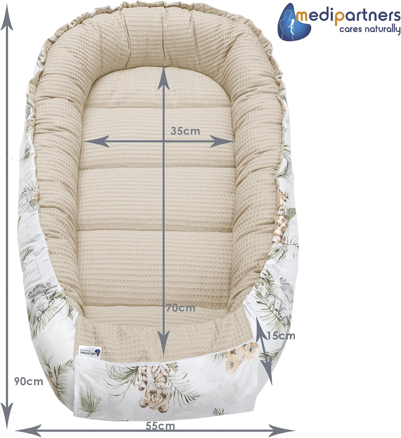 Thumbnail 3 de Medi Partners Babynest Nestchen 100x60x15 – Kuschelnest aus 100% Baumwolle, tragbar und sicher