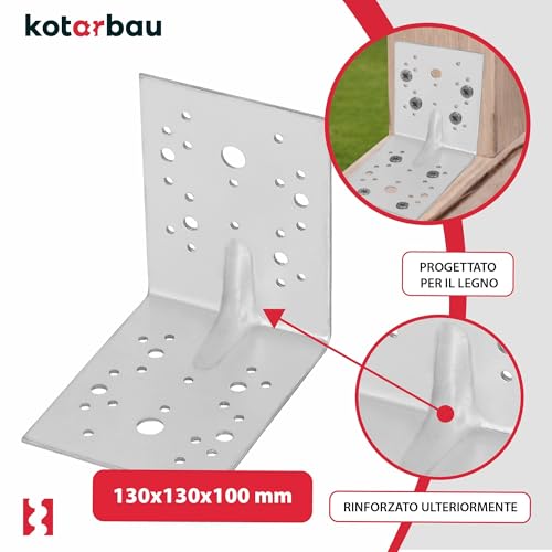 Detalle 2 de KOTARBAU® 25 Pezzi Staffa Angolare in Acciaio Zincato 130x130x100 mm – Argento