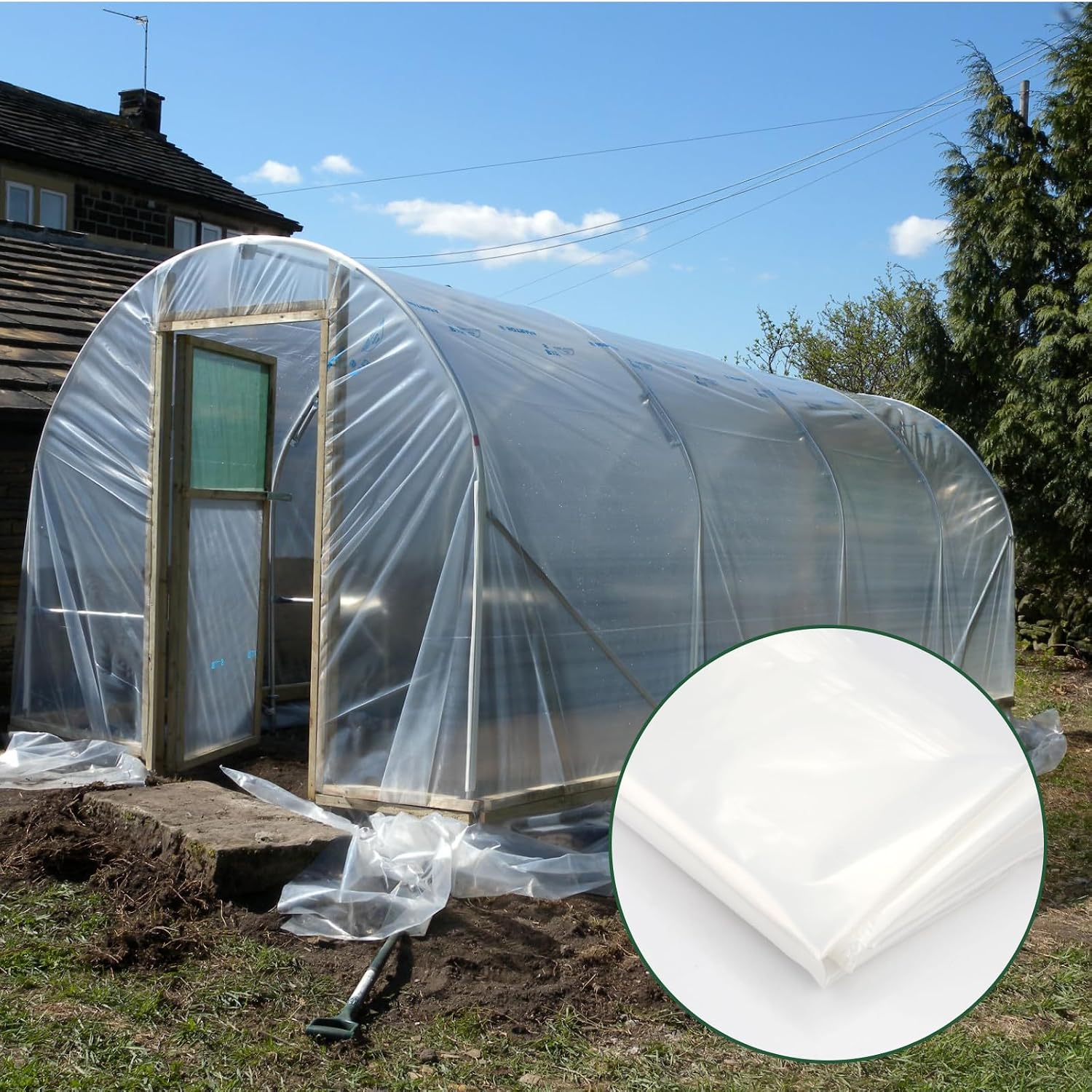Detalle de SWTYExt Folie Gewächshaus Transparent 2 x 10 m – stabile PE-Abdeckfolie für Gewächshaus und Treibhaus