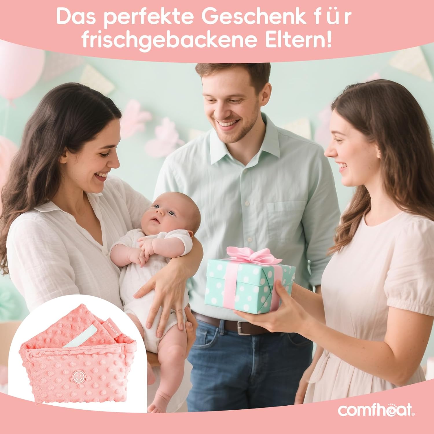 Thumbnail 5 de comfheat Koliken- & Gas-Entlastungstummy-Wrap für Babys (0–3 Jahre) – beheizter Babybauchgürtel in Rosa