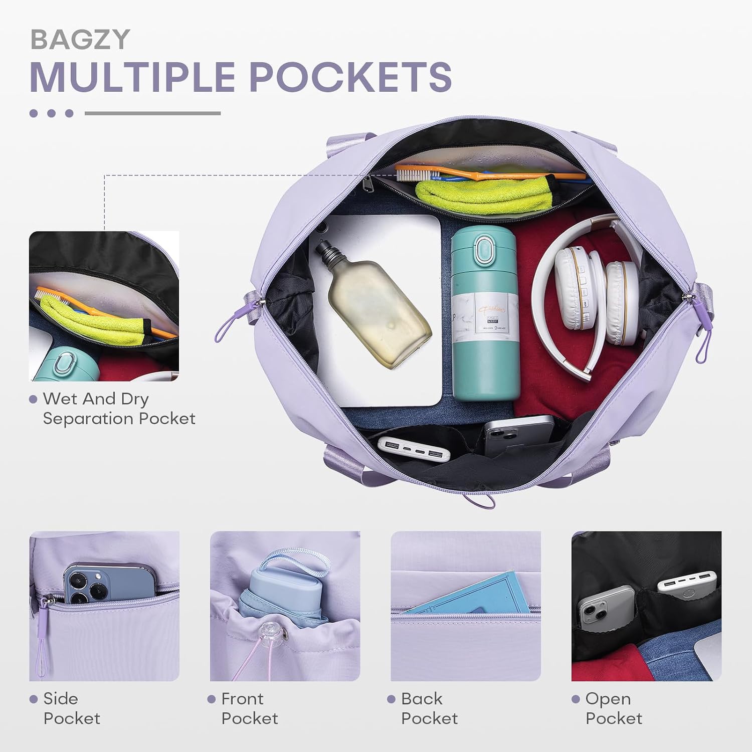 Thumbnail 5 de BAGZY Under-Seat Travel Duffel: 40x30x20 cm, 25L expandable to 32L for UK travellers