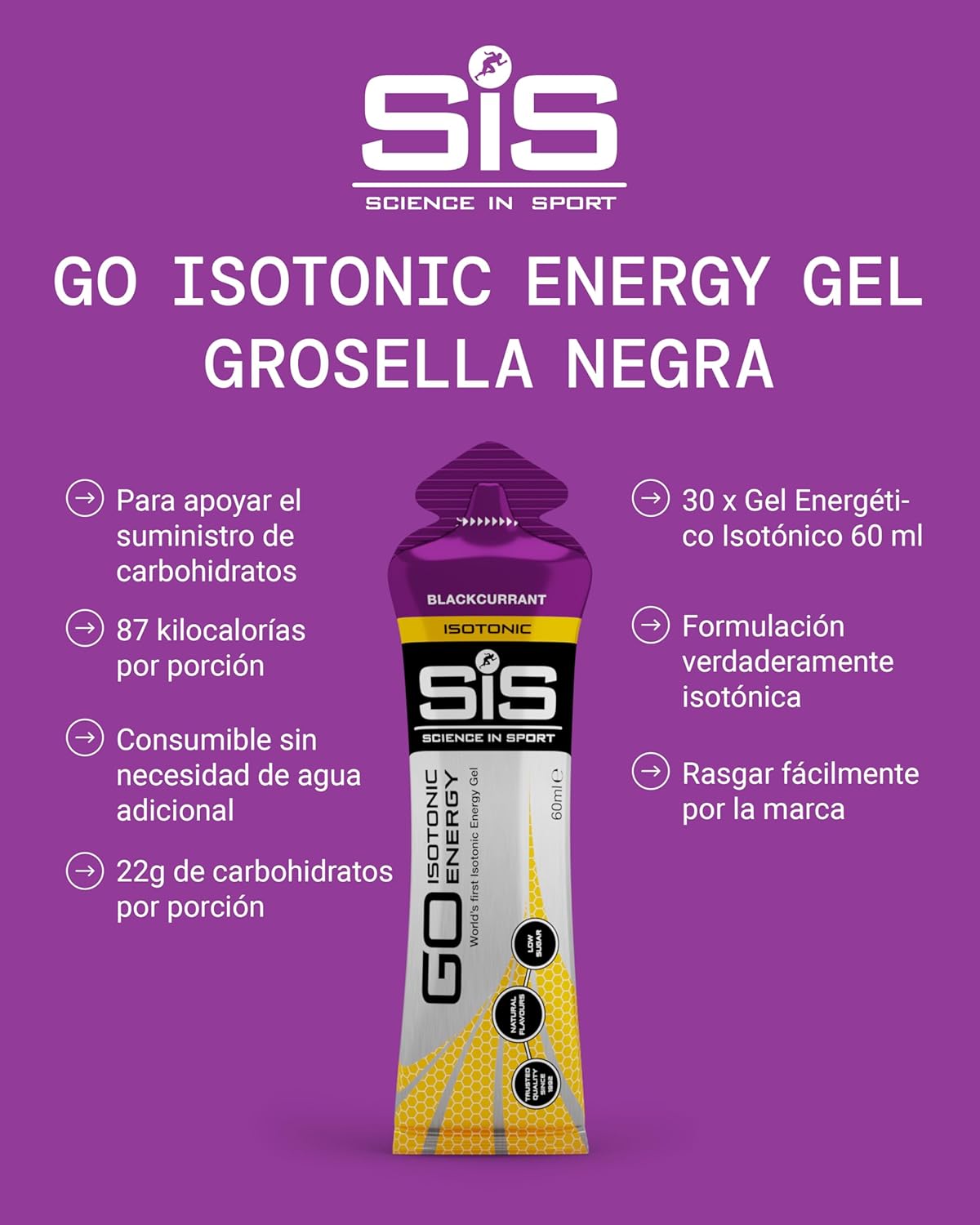 Thumbnail 1 de Science in Sport GO Isotonic Gel 30x60ml Grosella Negra 🍇