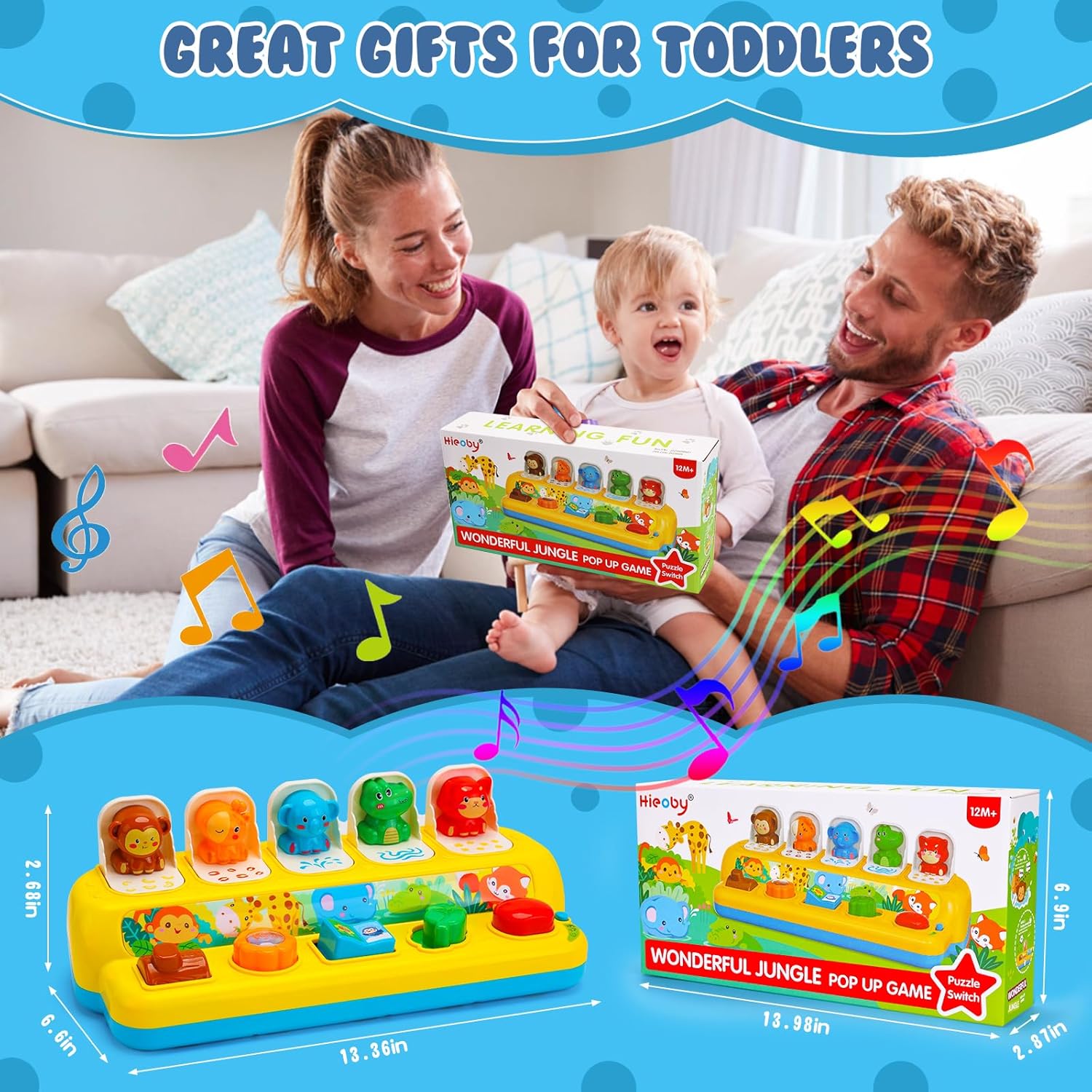 Thumbnail 5 de Interactive Pop Up Animal Toys with Music & Light – A Cause-and-Effect Baby Toy for 9–24 Months