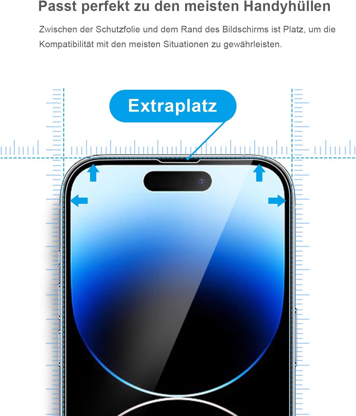 Detalle de Ecenone Displayschutzfolie für iPhone 14 Pro (6,1 Zoll) – 3er-Set, 9H Härte, kratzfest, blasenfrei