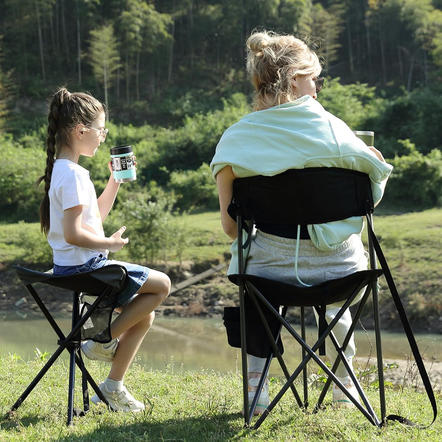 Thumbnail 1 de EVER ADVANCED Folding Stool Tripod 53 cm Lightweight Camping Chair