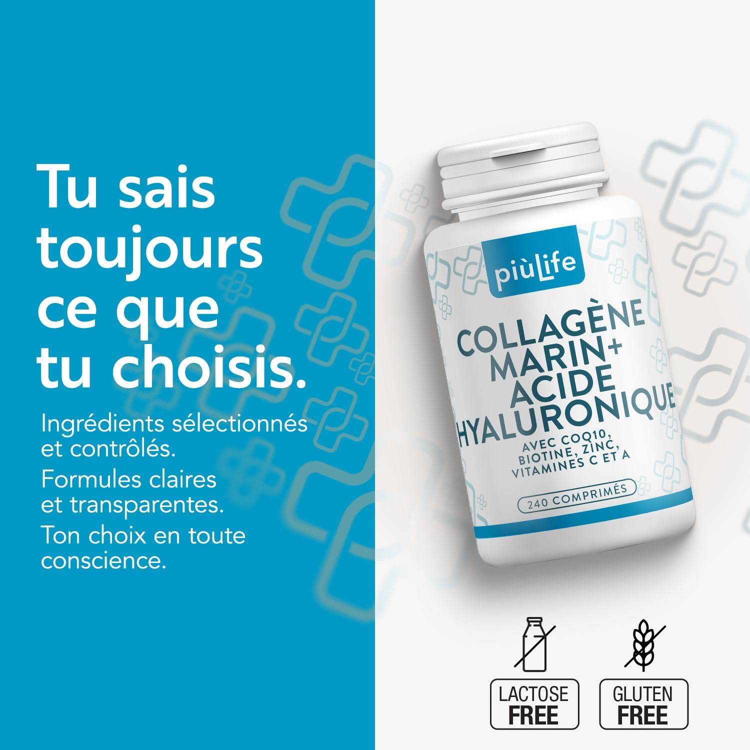 Detalle 2 de Collagène Marin + Acide Hyaluronique PiùLife (2000 mg) – gélules pour peau, cheveux et articulations