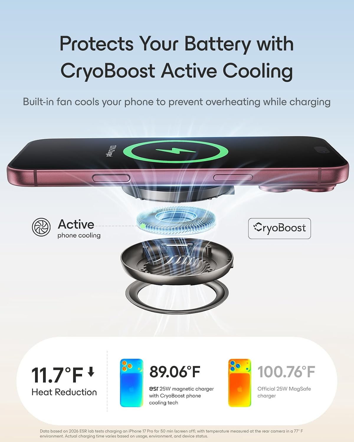 Detalle 2 de ESR Cyclone 2C589 Qi2.2 25W Magnetic Charger with Adjustable Stand