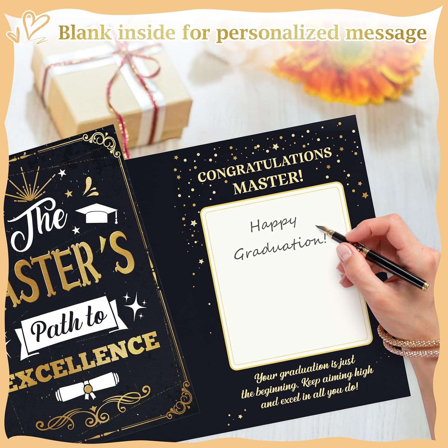 Detalle 1 de FLYAB Master’s Degree Graduation Card, 5.5" x 8" with Gold Foil and Envelope