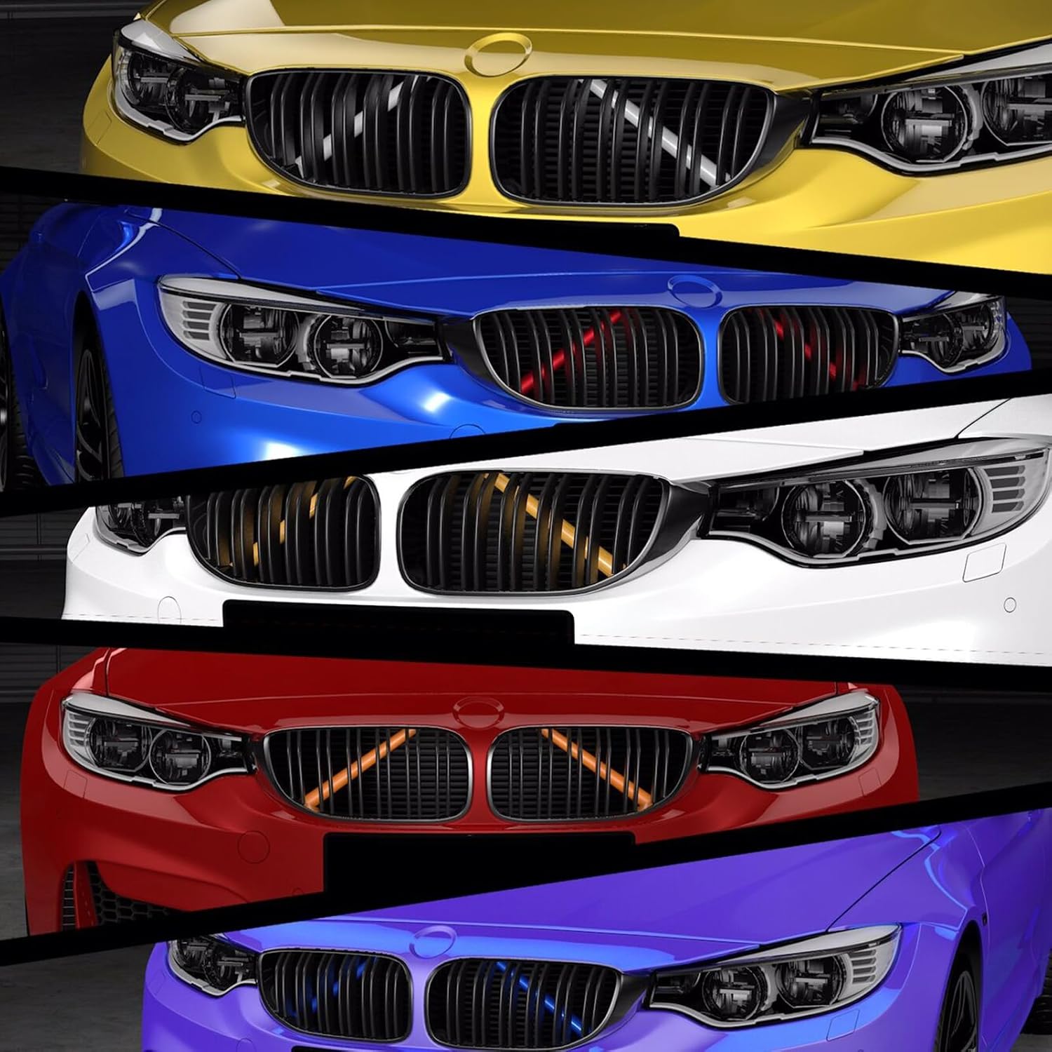 Thumbnail 1 de YZYUN V-Brace grille insert trim stripes for BMW 5 Series F10/F11/F07 (2010–2017) – front grill support protector covers, 2pcs