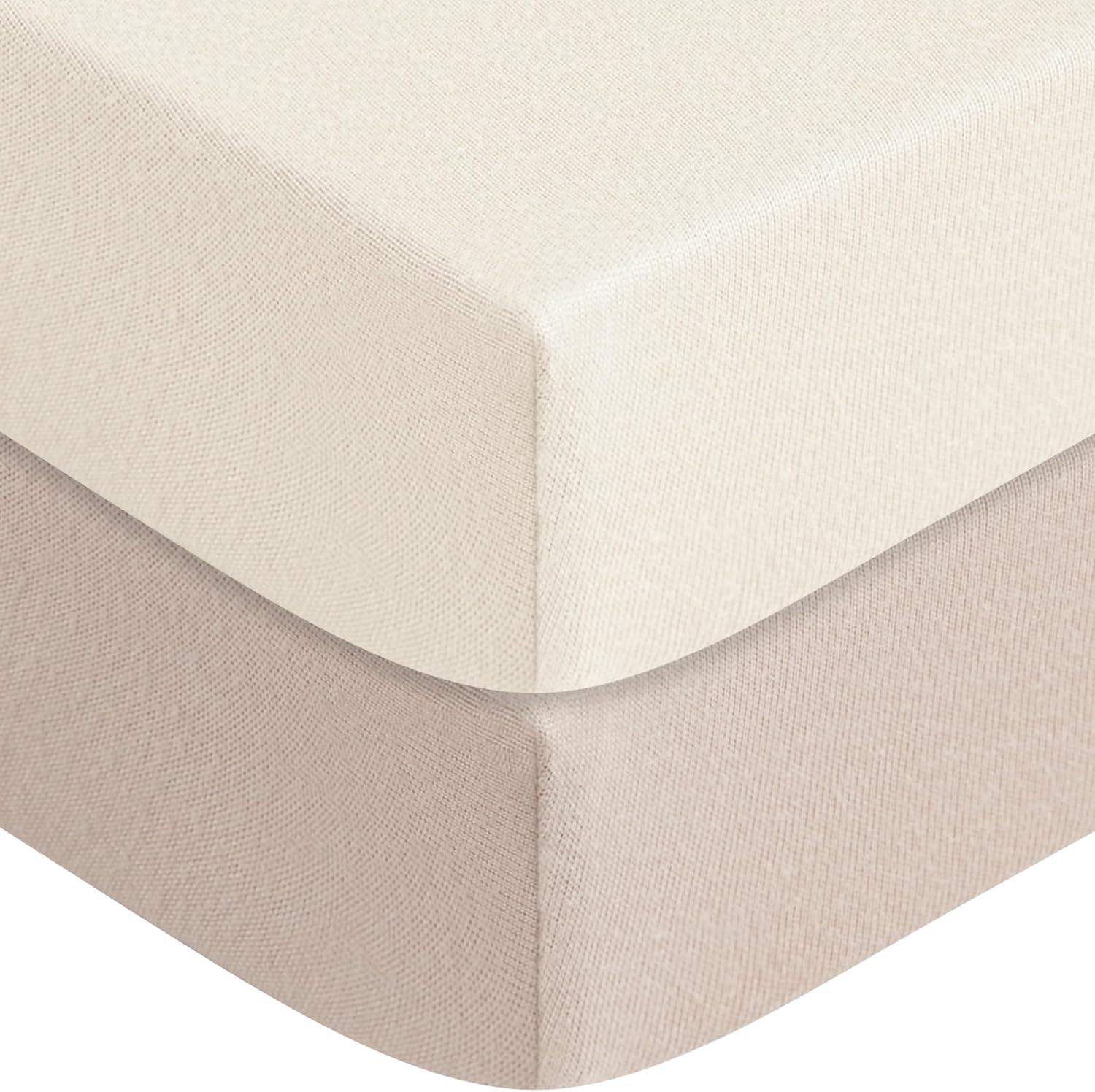 Detalle de Susurration Next to Me Crib Sheets 120x60cm (2 Pack) – Breathable Microfibre Fitted Sheets in Sand Beige
