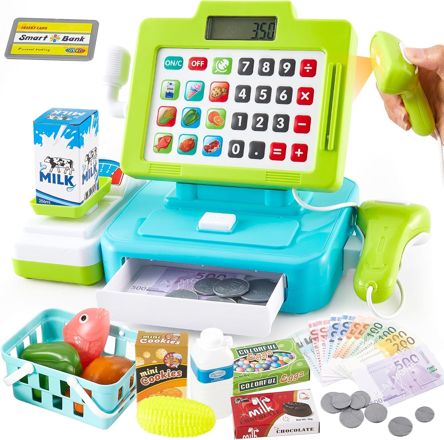 Thumbnail 6 de LINFUN KIDS Pink Childrens Till Cash Register with Shopping Play Set