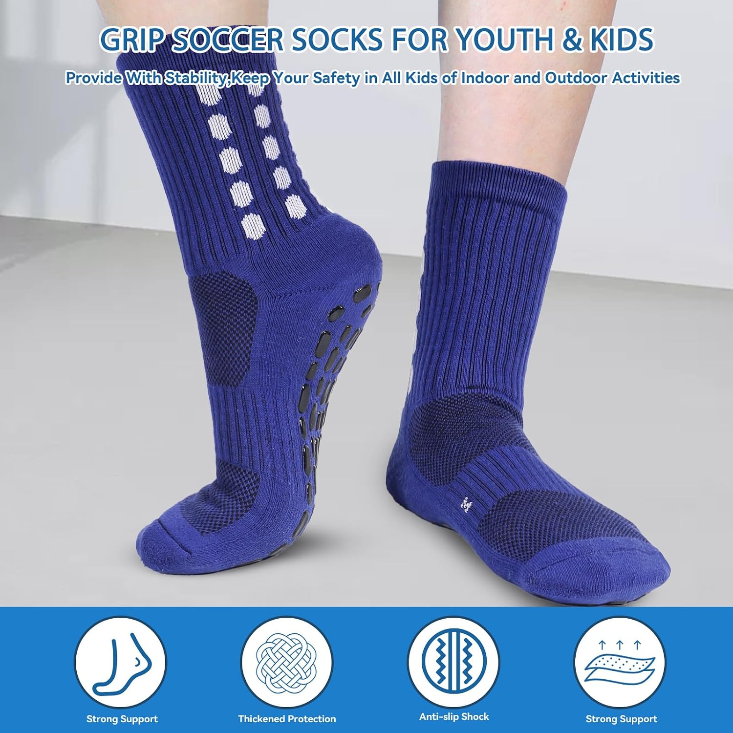 Thumbnail 3 de ZXOLDZX Kids Grip Soccer Socks, 3 Pairs
