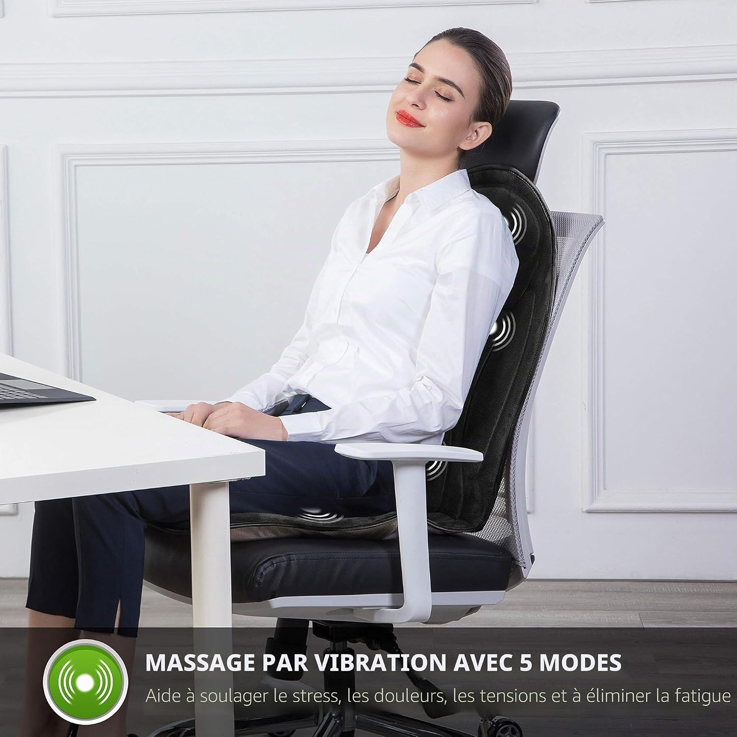 Thumbnail 2 de SNAILAX Siège de Massage Chauffant en Mousse à Mémoire – Coussin de Siège Massant pour Dos, 5 Modes et 2 Réglages de Chaleur