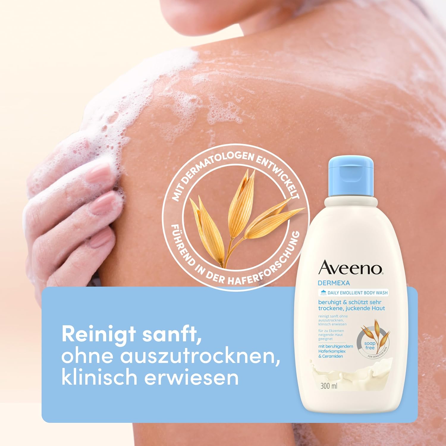 Thumbnail 1 de Aveeno Dermexa vegane seifenfreie Duschcreme mit Haferkomplex – für sehr trockene, juckende & zu Ekzemen neigende Haut (300 ml)