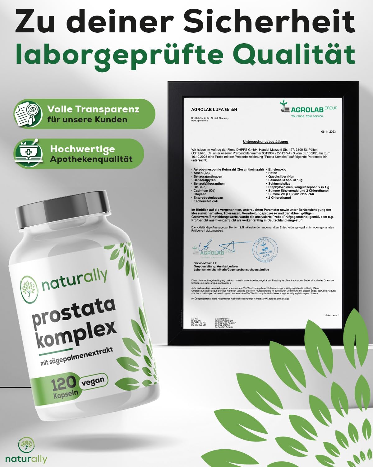 Thumbnail 6 de Naturally Prostata Komplex Kapseln hochdosiert (120 Stück) – Prostata-Gesundheit mit Kürbiskern, Sägepalme, Brennnessel, Vitamin E, Zink und Selen