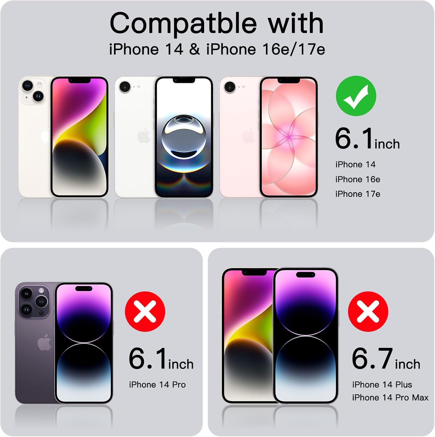 Thumbnail 1 de JETech Screen Protector for iPhone 17e (2026) / iPhone 16e / iPhone 14 6.1" – Tempered Glass Film (3-Pack)