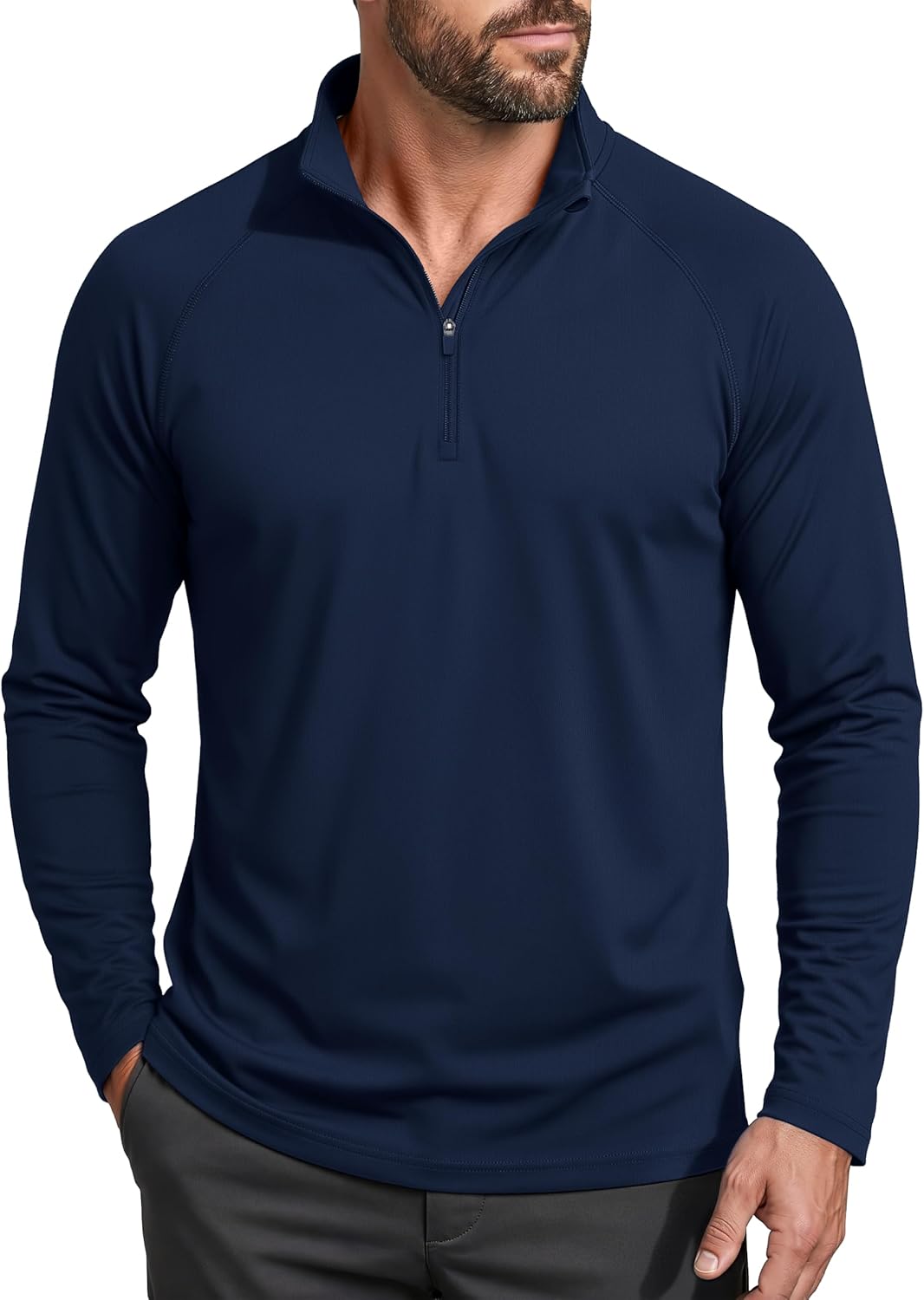 Detalle de MAGCOMSEN Men’s Long Sleeve UPF 50+ Sun Shirt 1/4 Zip Rash Guard
