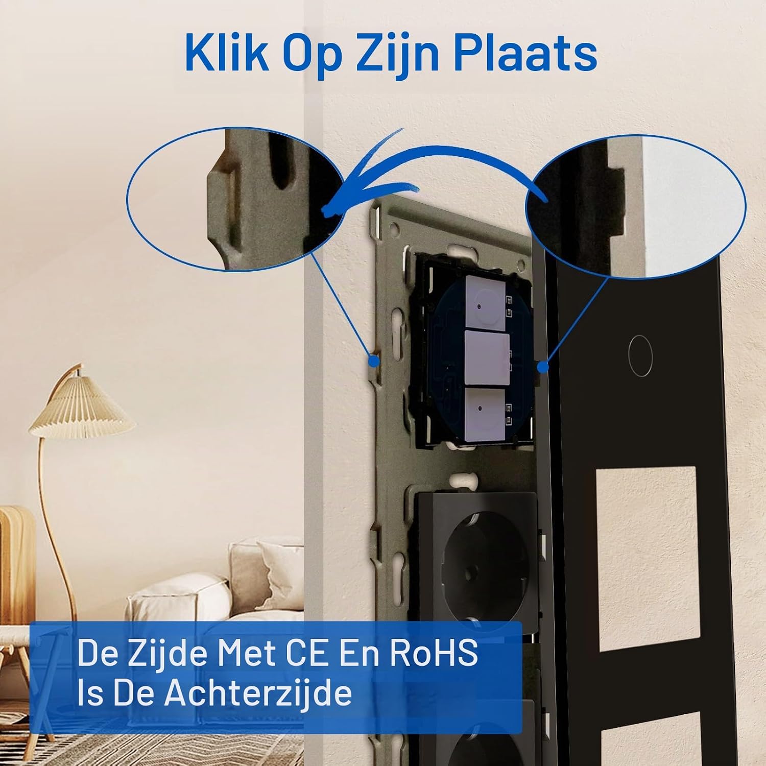 Thumbnail 6 de BSEED FK86TS11 touch-wandschakelaar met dubbel stopcontact en gehard glas