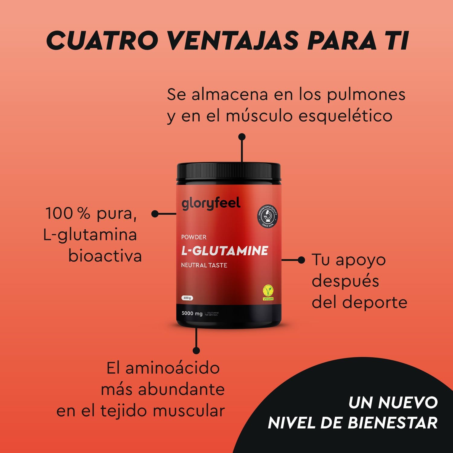 Thumbnail 2 de L-Glutamina Pura 600g - Vegana y Sin Aditivos 💪