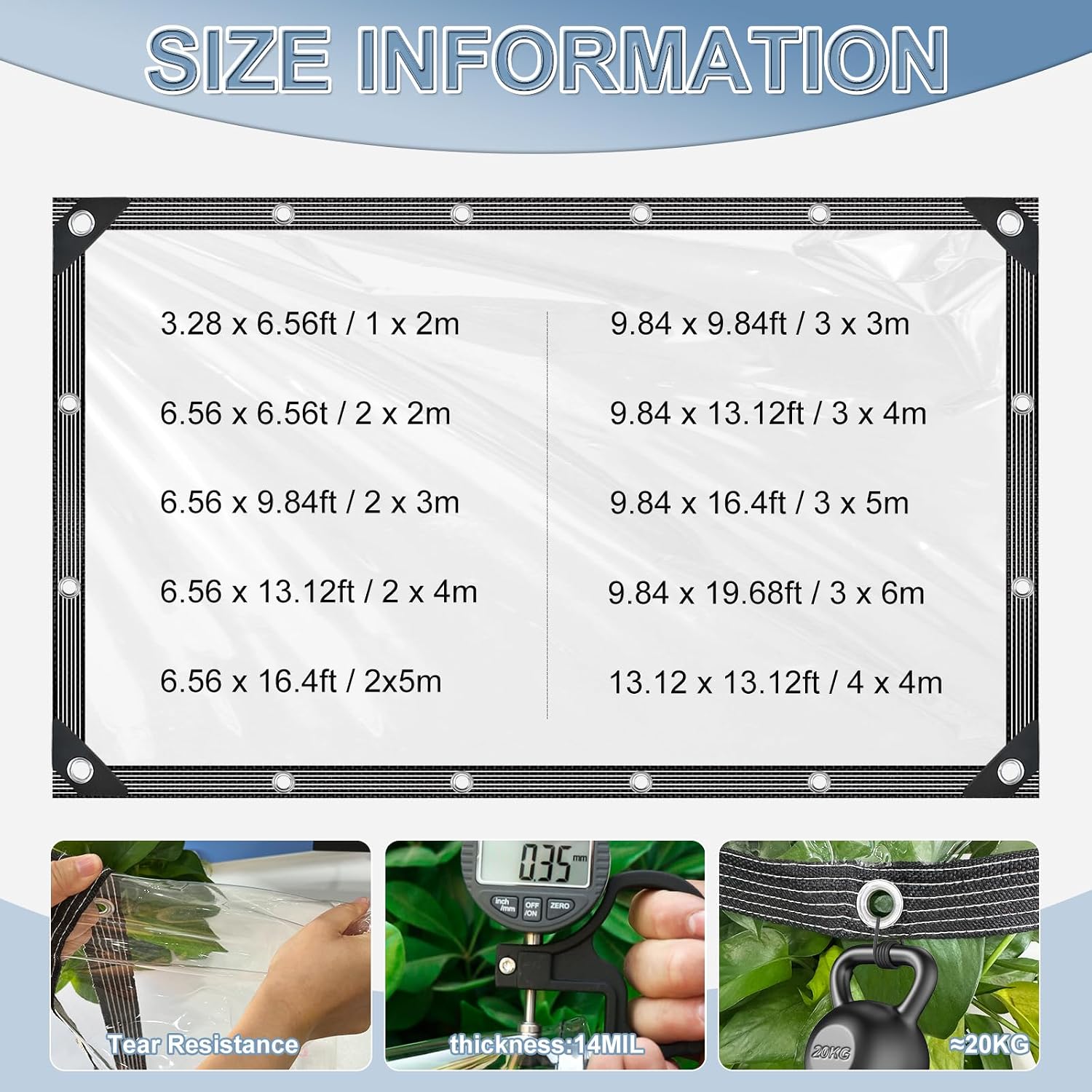 Thumbnail 5 de Clear Tarpaulin 2m x 5m Waterproof Heavy Duty