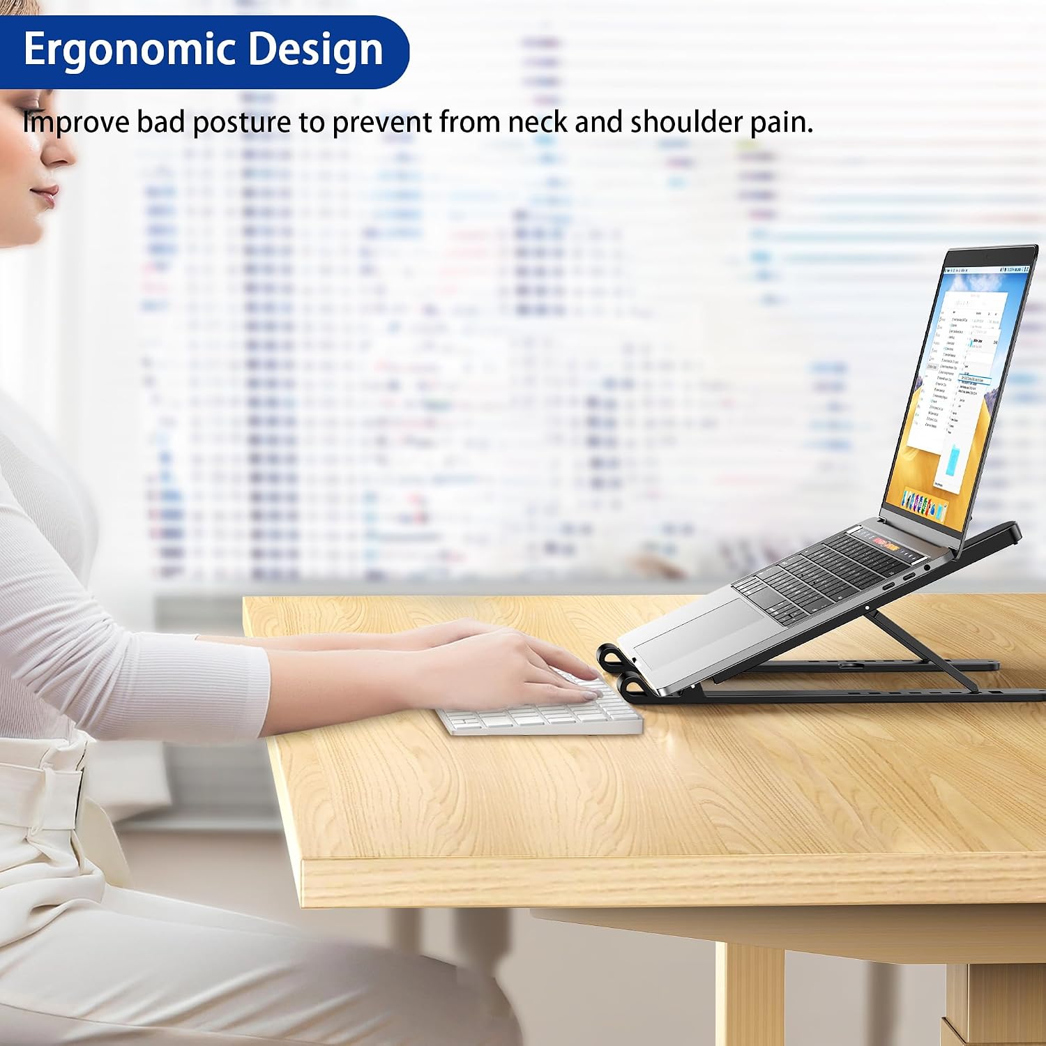 Thumbnail 2 de BESIGN LS01 Pro Adjustable Laptop Stand, Foldable Plastic Riser for 10–14-Inch Laptops