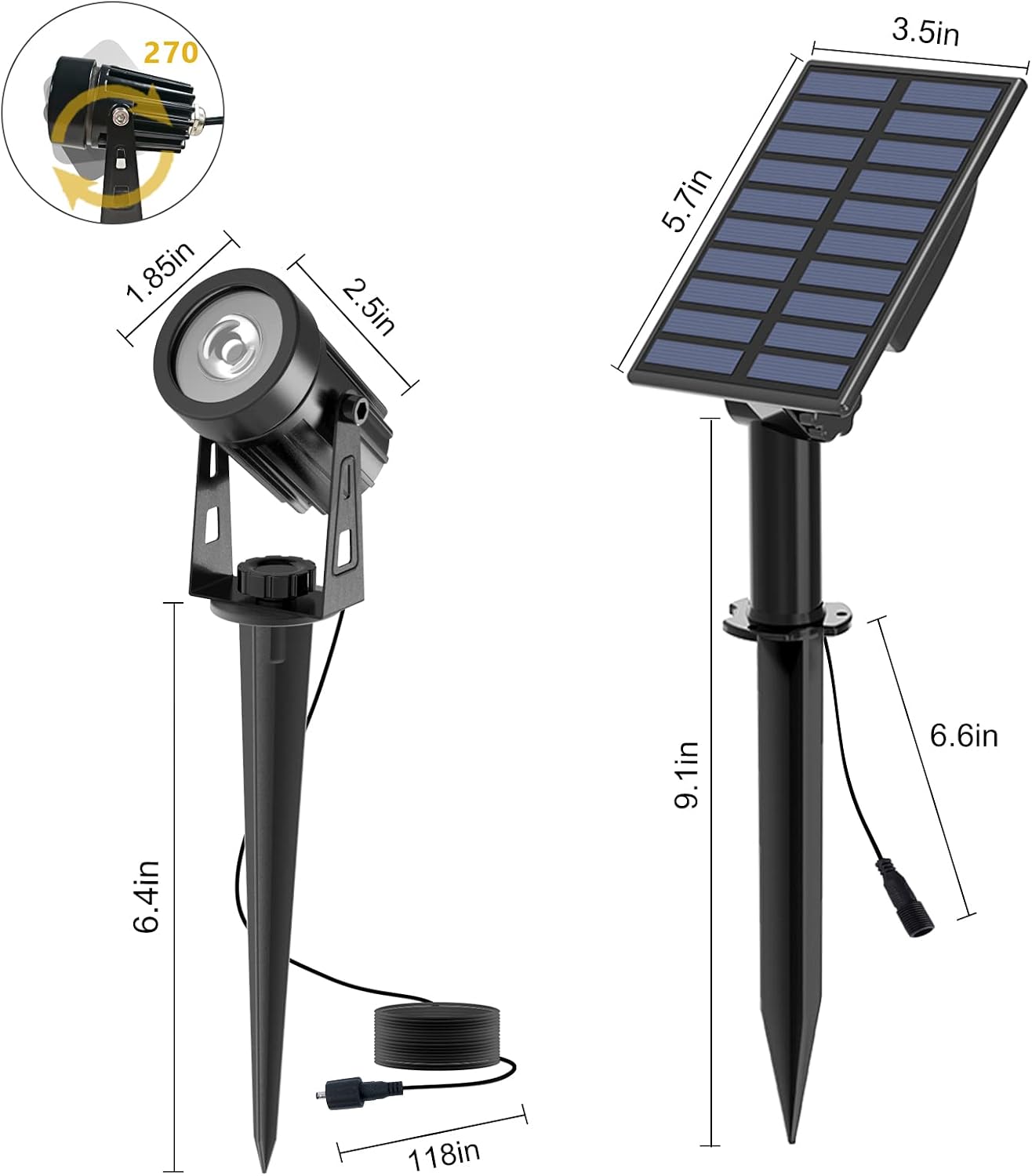 Detalle de T-SUN Solar Gartenleuchten TS-S42 (3000K, 2-in-1) – drahtlose Outdoor-Wandleuchte mit 2 Beleuchtungsmodi