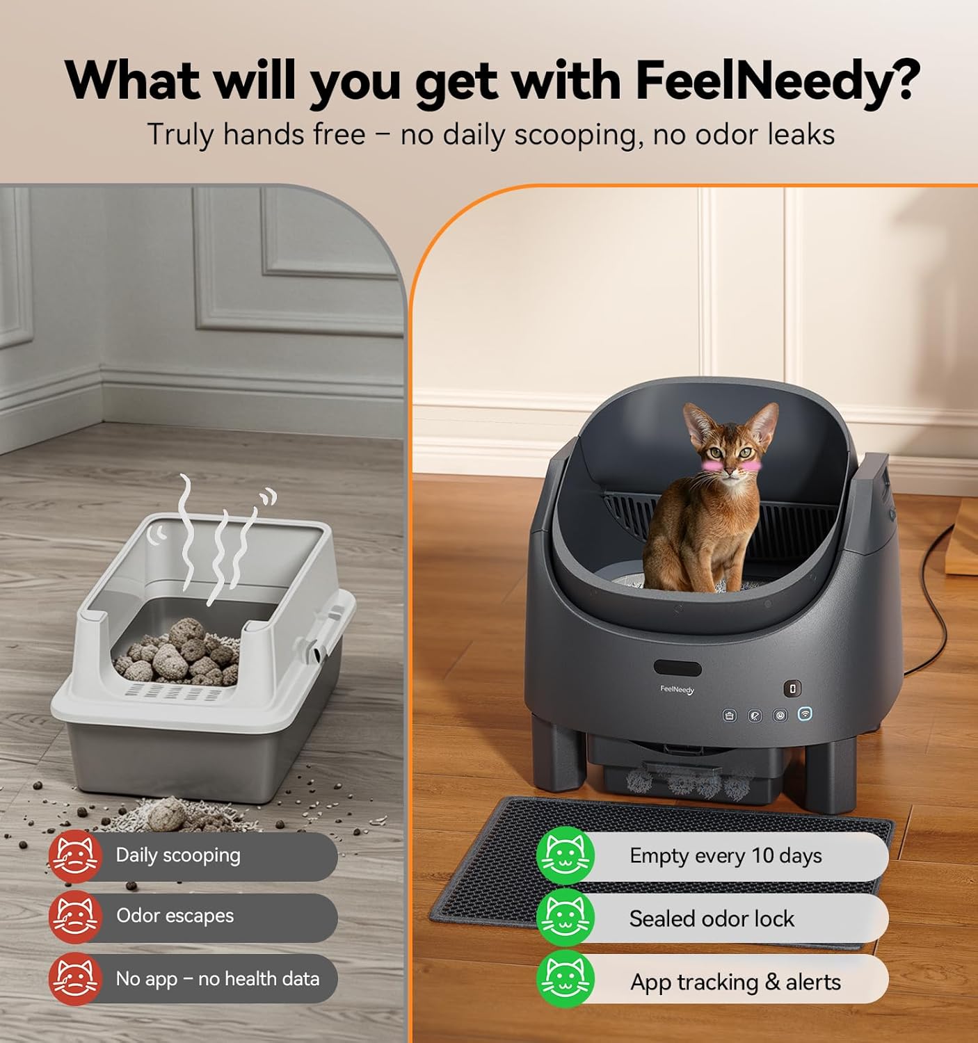 Thumbnail 1 de FeelNeedy Self-C Cleaning Open-Top Cat Litter Tray with App Control