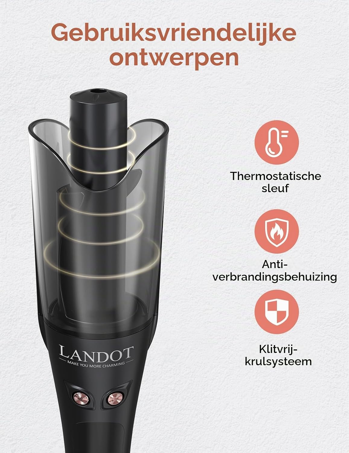 Thumbnail 3 de LANDOT automatische krultang 25 mm met keramische coating en 8 temperaturen