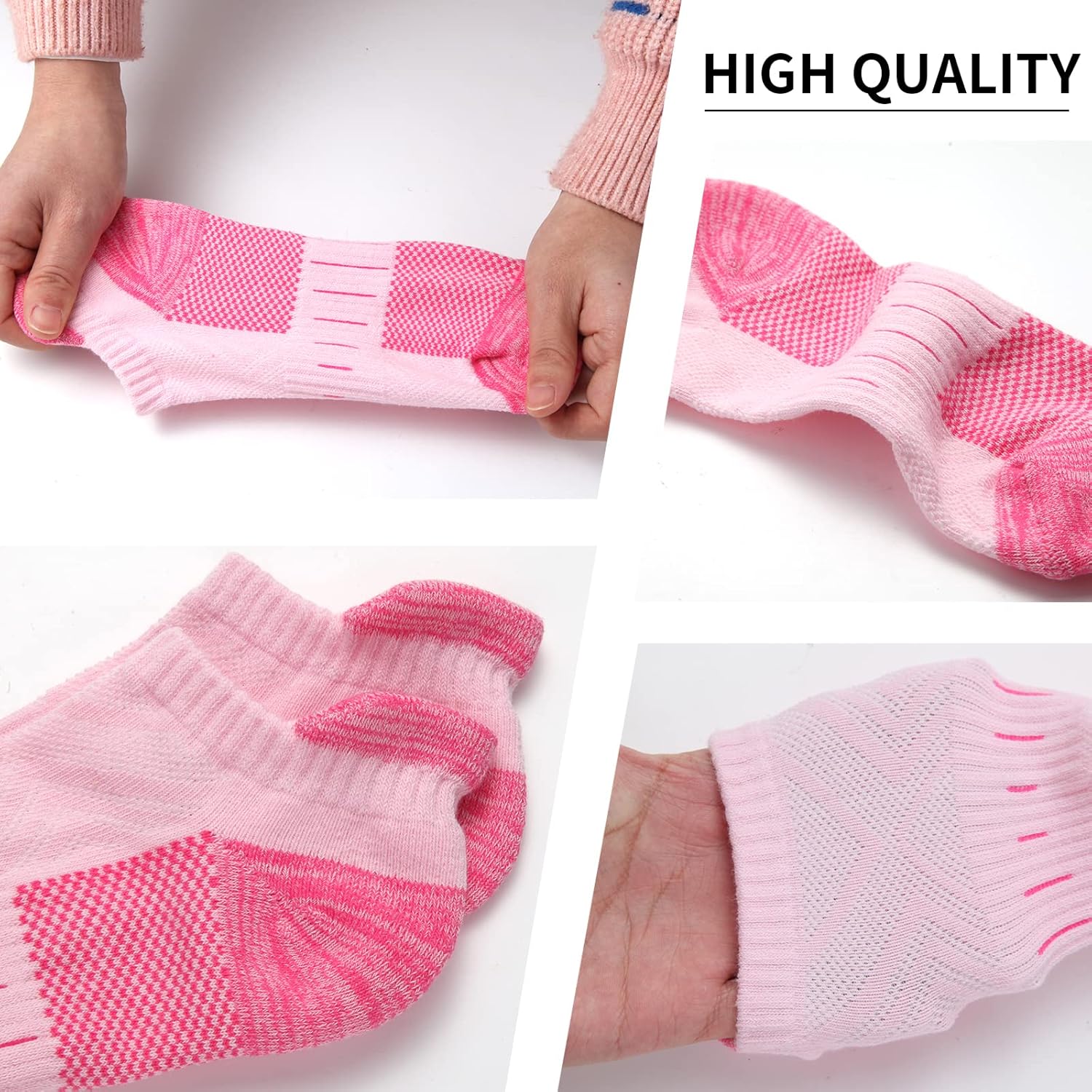 Thumbnail 1 de YOJOOM Women’s Athletic Socks (6 Pairs) – Cotton Cushioned Breathable Low-Cut Trainer & Running Ankle Socks