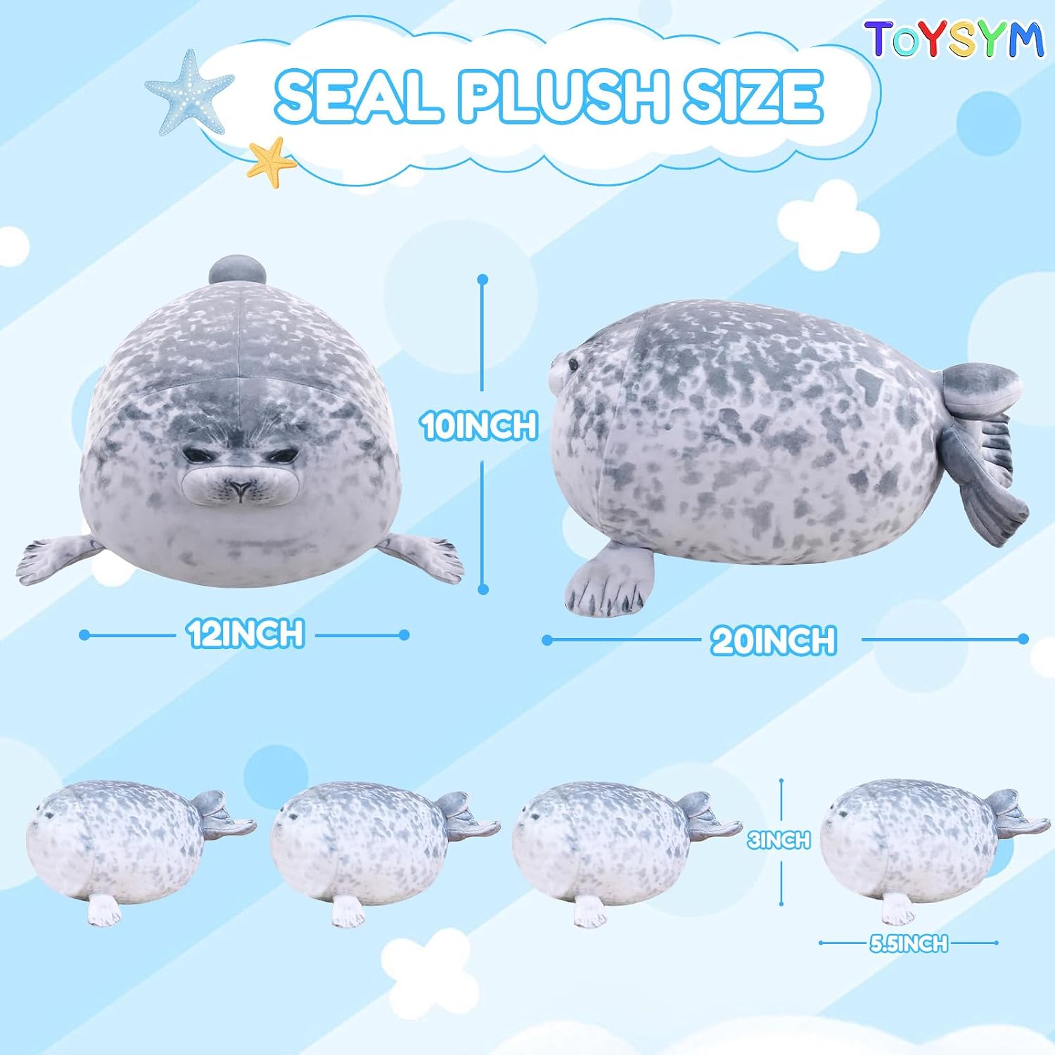 Thumbnail 5 de TOYSYM Chubby Blob Seal Pillow Plush with 4 Removable Baby Seals