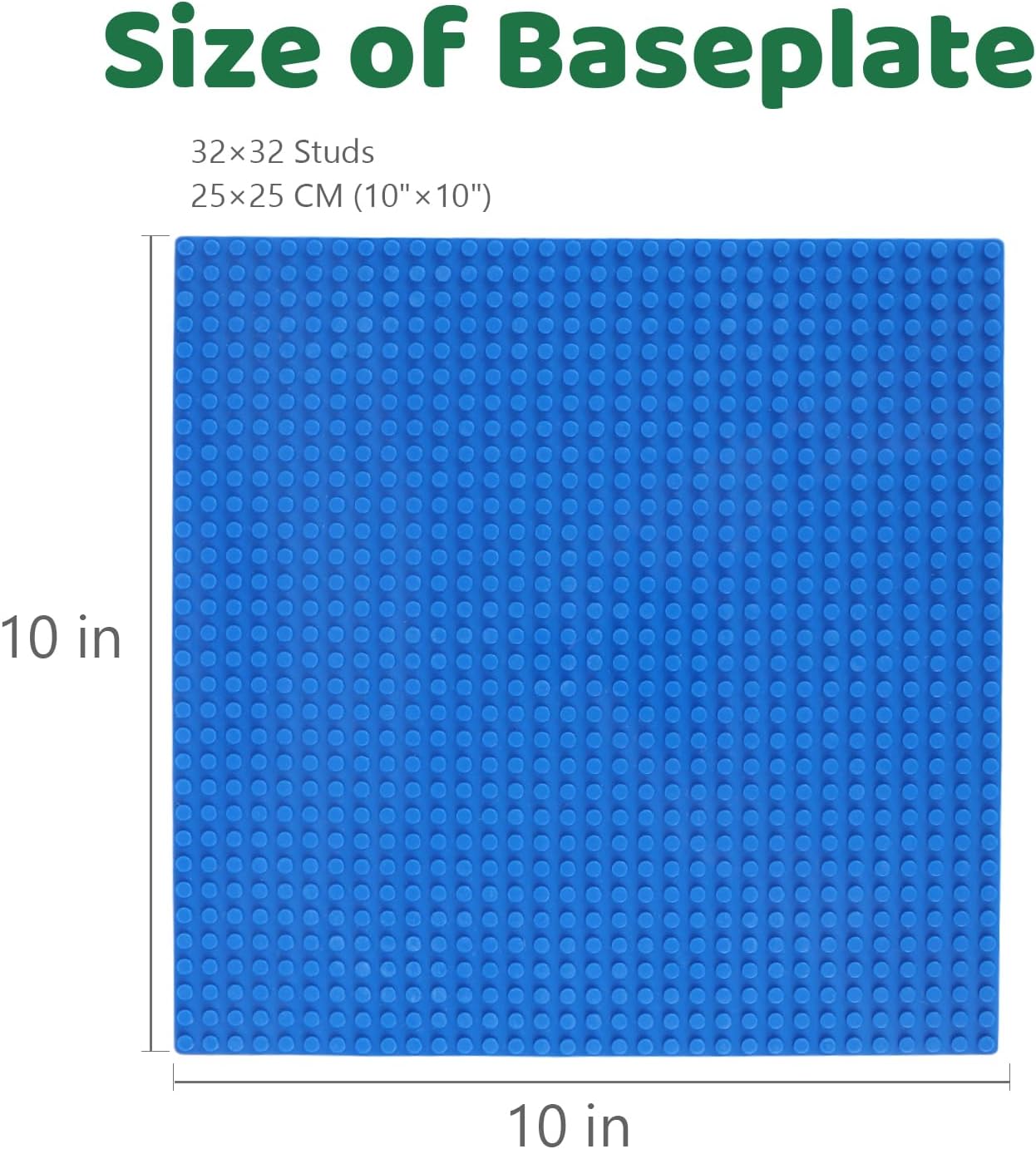 Detalle de Reenwee Classic Grundplatten 32x32 Noppen, 6 Packungen, 10x10 Zoll (25x25 cm) – blau/grün/grau