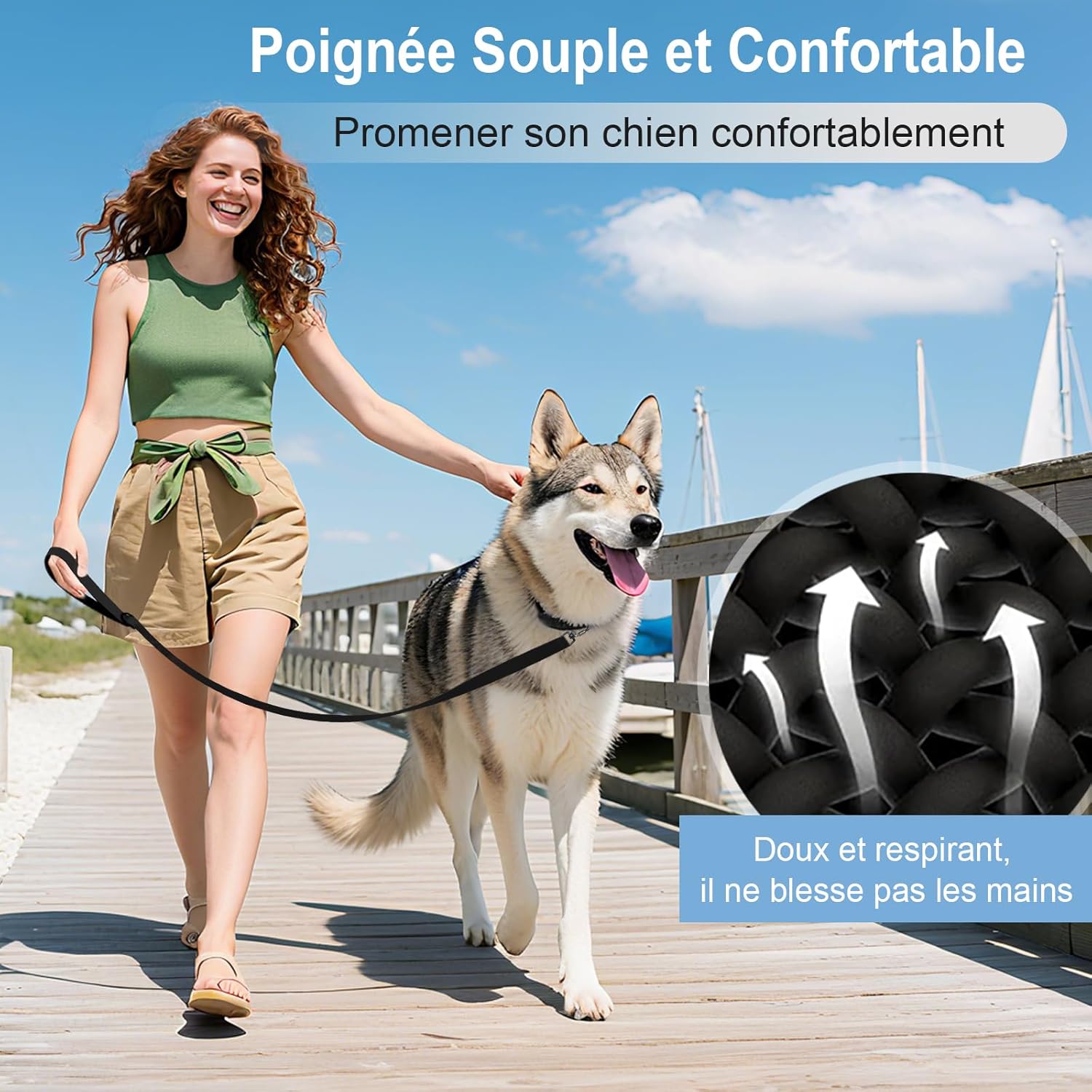 Thumbnail 5 de Longe pour chien étanche 1,8 m à 30 m – laisse de dressage avec poignée et crochet verrouillable