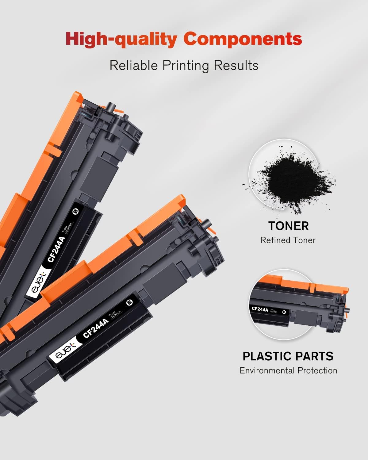 Detalle 2 de ejet Kompatible Tonerkartuschen als Ersatz für HP 44A (CF244A) – Schwarz, 2er-Set für LaserJet Pro/MFP