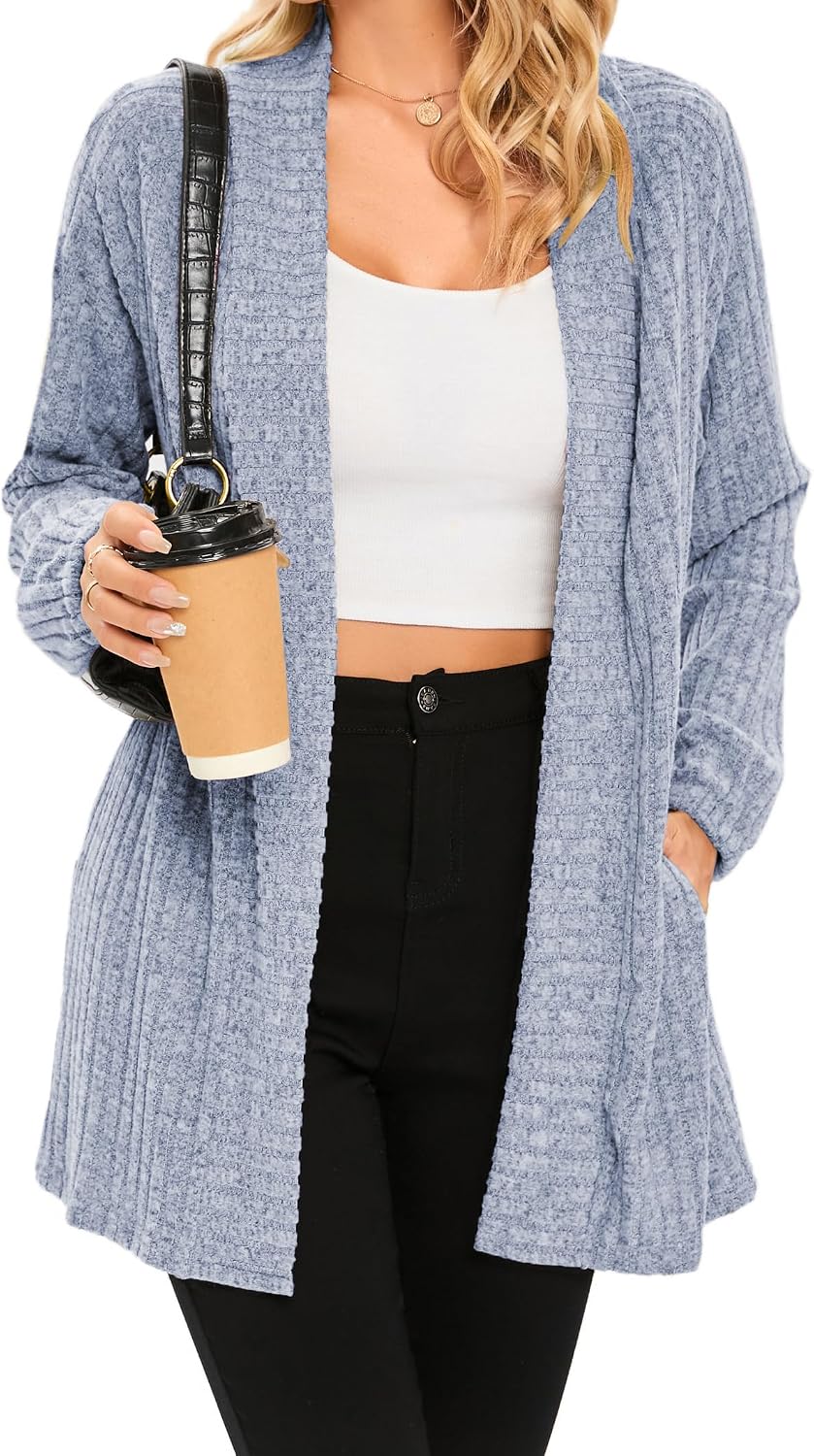 Thumbnail 5 de iChunhua Women's Casual Oversized Raglan Sleeve Cardigan with Pockets