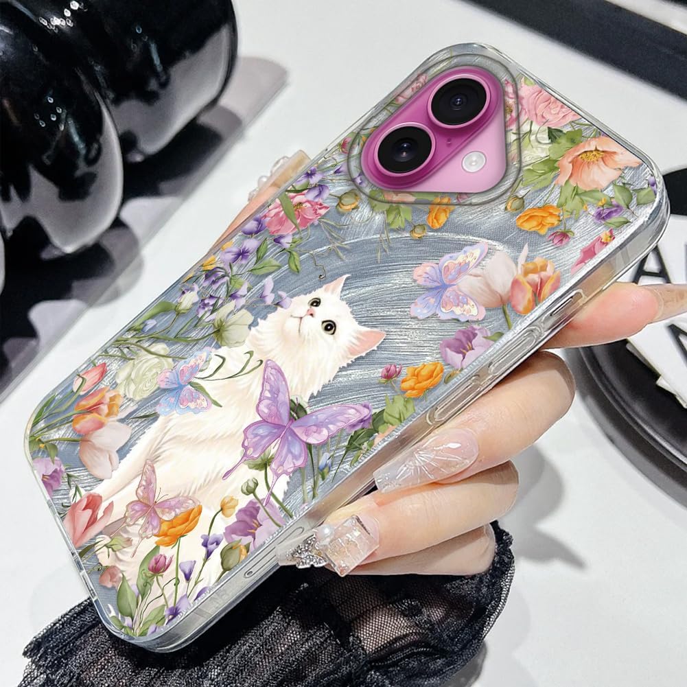 Thumbnail 3 de Tedyhulle Hülle für iPhone 16 6,1" – Blumenkatze TPU-Silikon Hülle