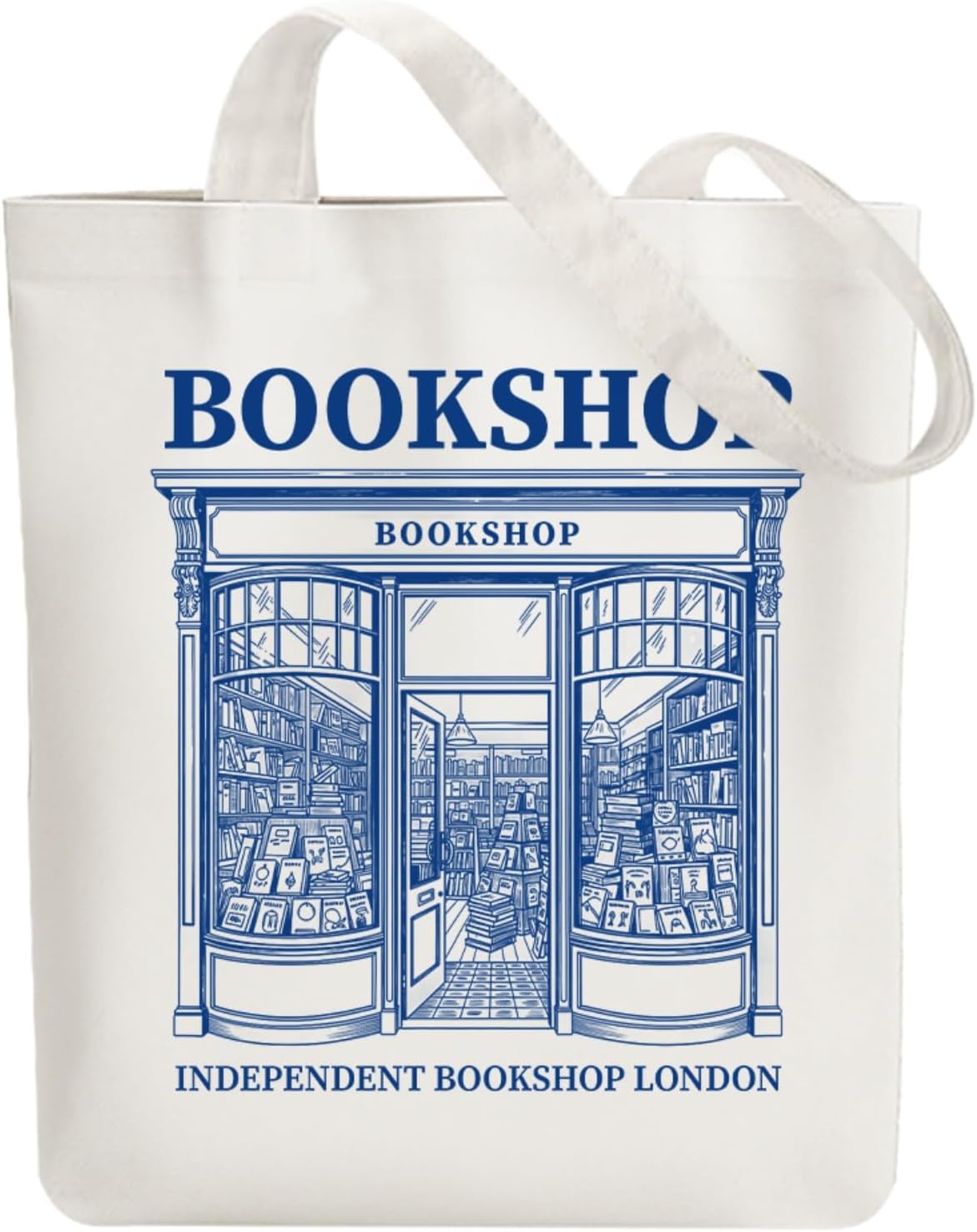 Detalle de ANATTASOUL Canvas Tote Bag London Bookshop – Durable Reusable Tote for Everyday Use
