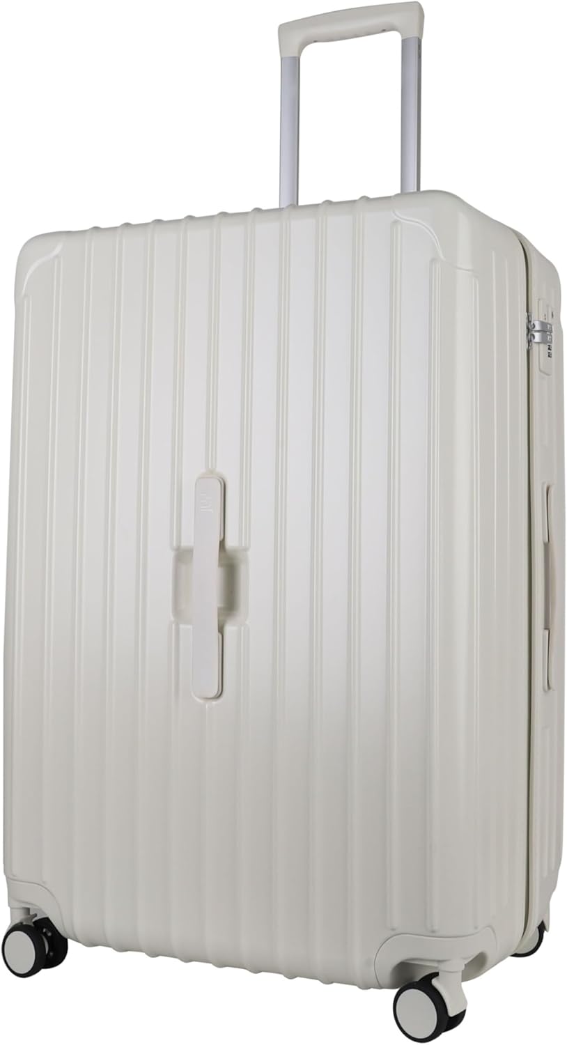 Detalle de JLY Lightweight 3-Piece Luggage Set with TSA Lock and Built-In Cupholder (Ivory White, L 75.5cm)