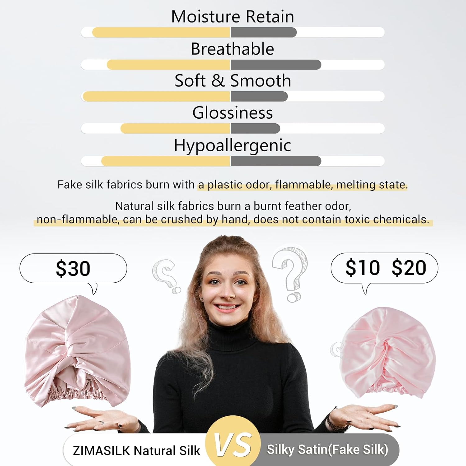 Thumbnail 2 de ZIMASILK 22 Momme Mulberry Silk Bonnet – Premium 100% Silk Sleep Cap for Hair Care
