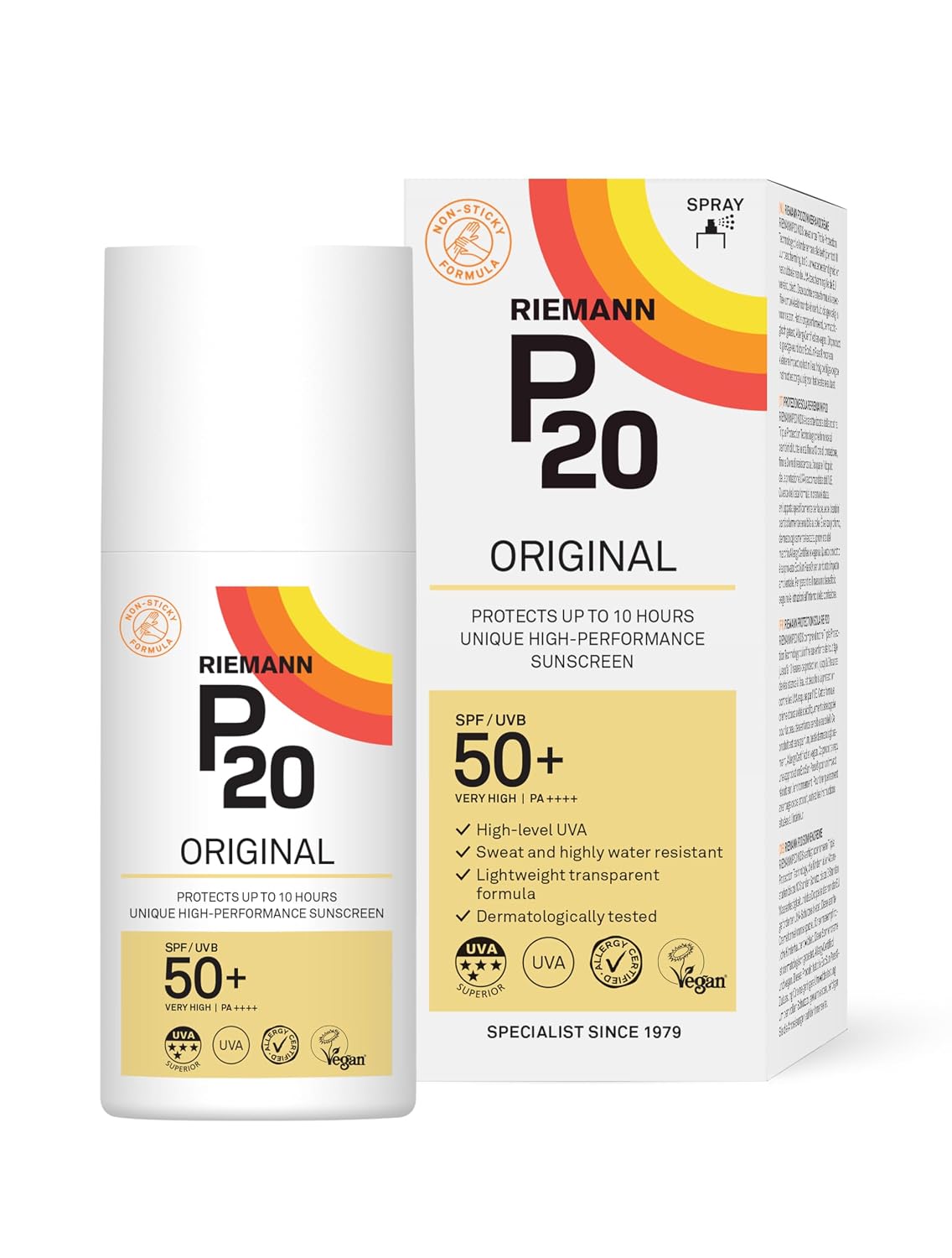 Detalle de P20 RIEMANN Original SPF50+Plus Spray 200ml – Langzeit-Schutz mit Wasserfestigkeit