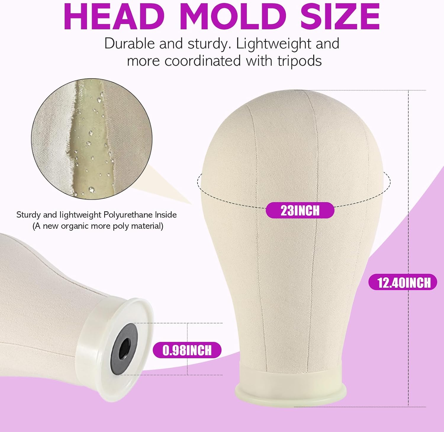 Thumbnail 1 de Neverland 23 Inch Wig Head Stand Tripod with Canvas Head for Wigs