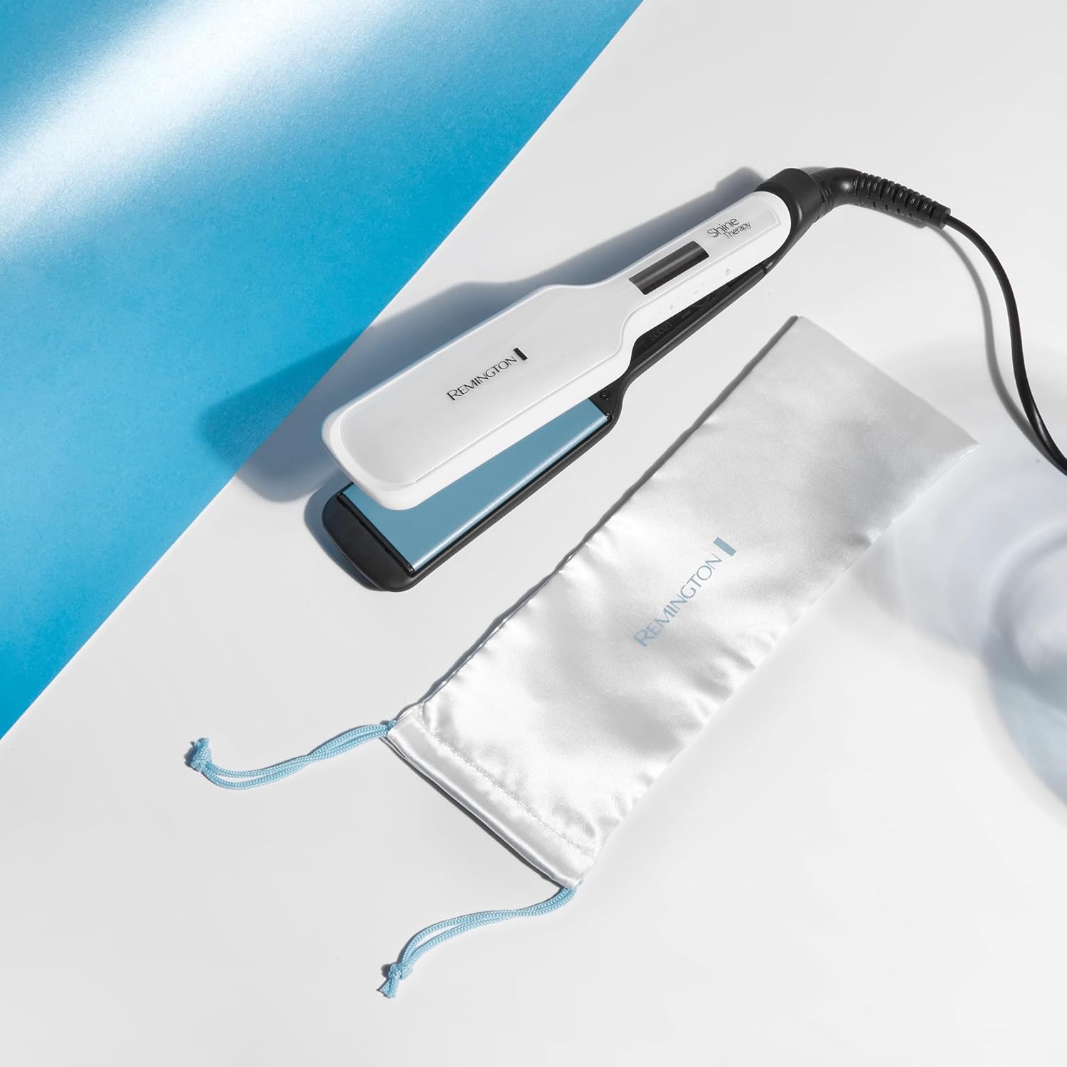 Detalle de Remington Glätteisen breit Shine Therapy mit Arganöl und Vitamin E – 110 x 50 mm Keramikplatten, LCD-Display