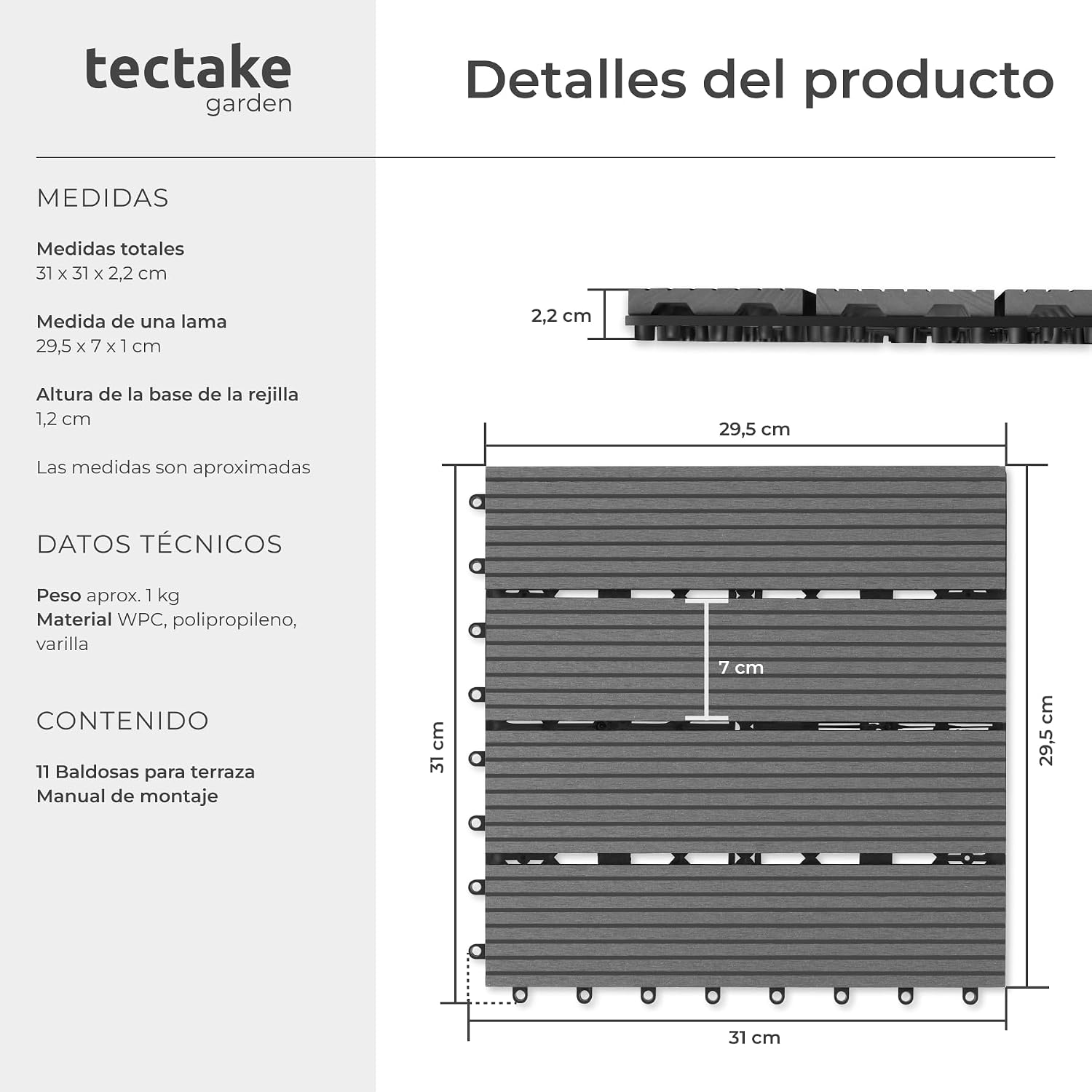 Thumbnail 5 de tectake® Set Baldosas Jardín 11 piezas