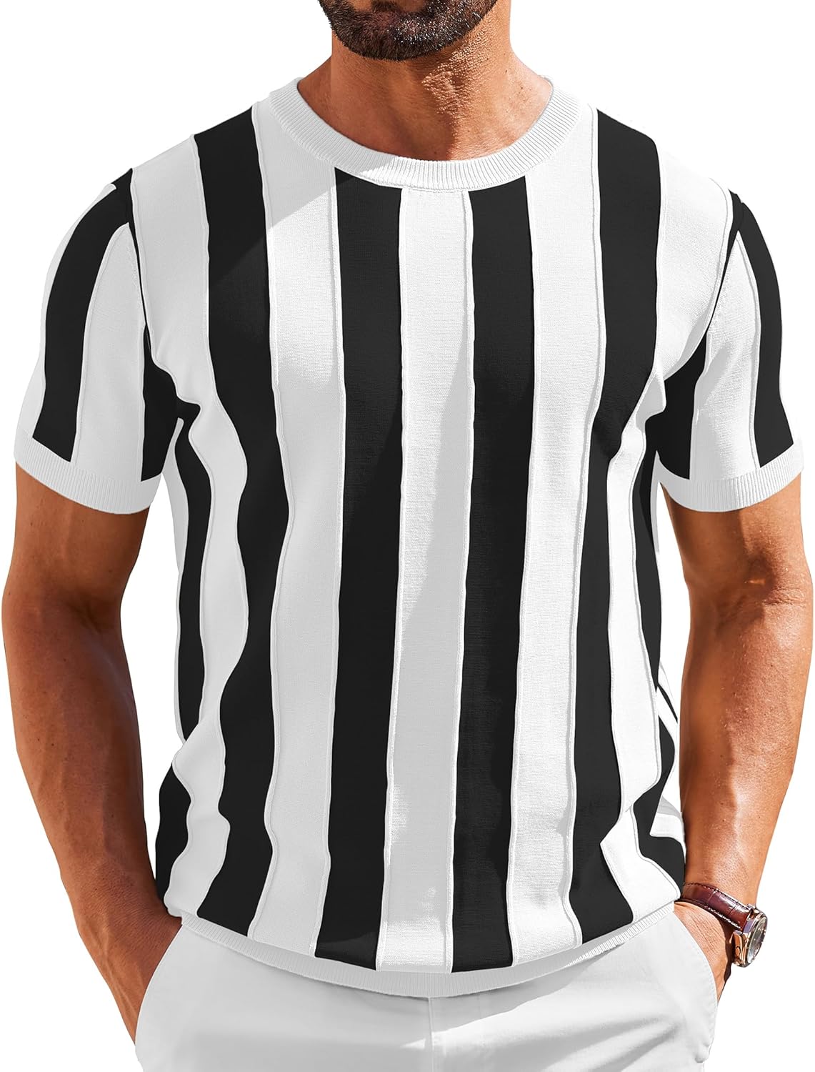 Thumbnail 6 de COOFANDY Men's Knit T-Shirt: Short Sleeve Crewneck Pullover