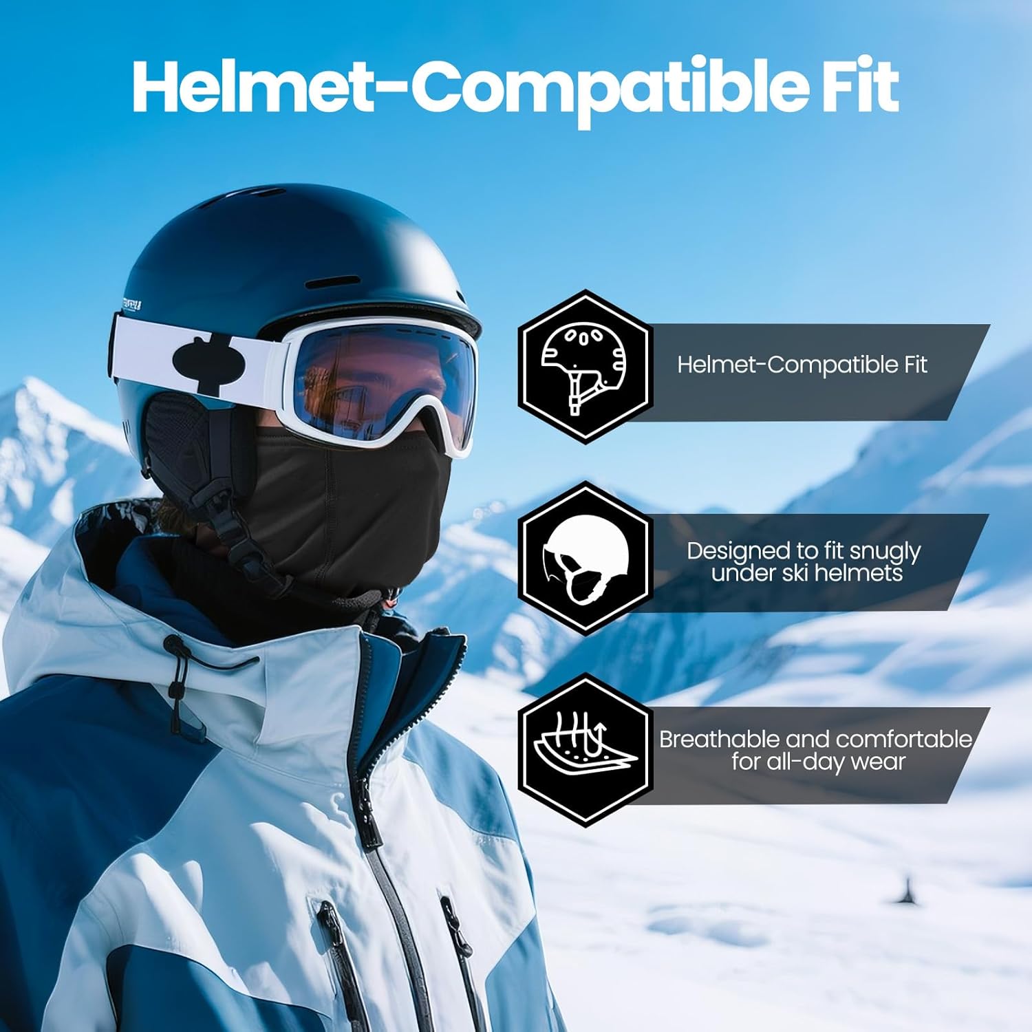 Detalle de Huccik Cagoule Chaude Hiver Coupe-Vent – Masque Visage polyvalent pour sport et outdoor