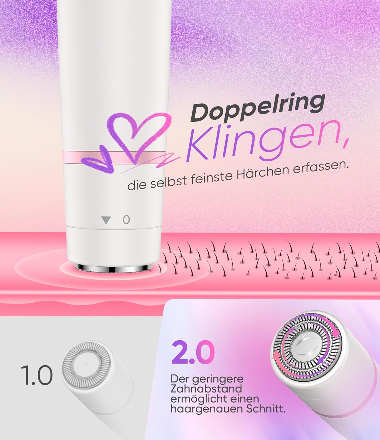 Detalle 2 de Gesichtshaarentferner 4‑in‑1 mit USB Anzeige