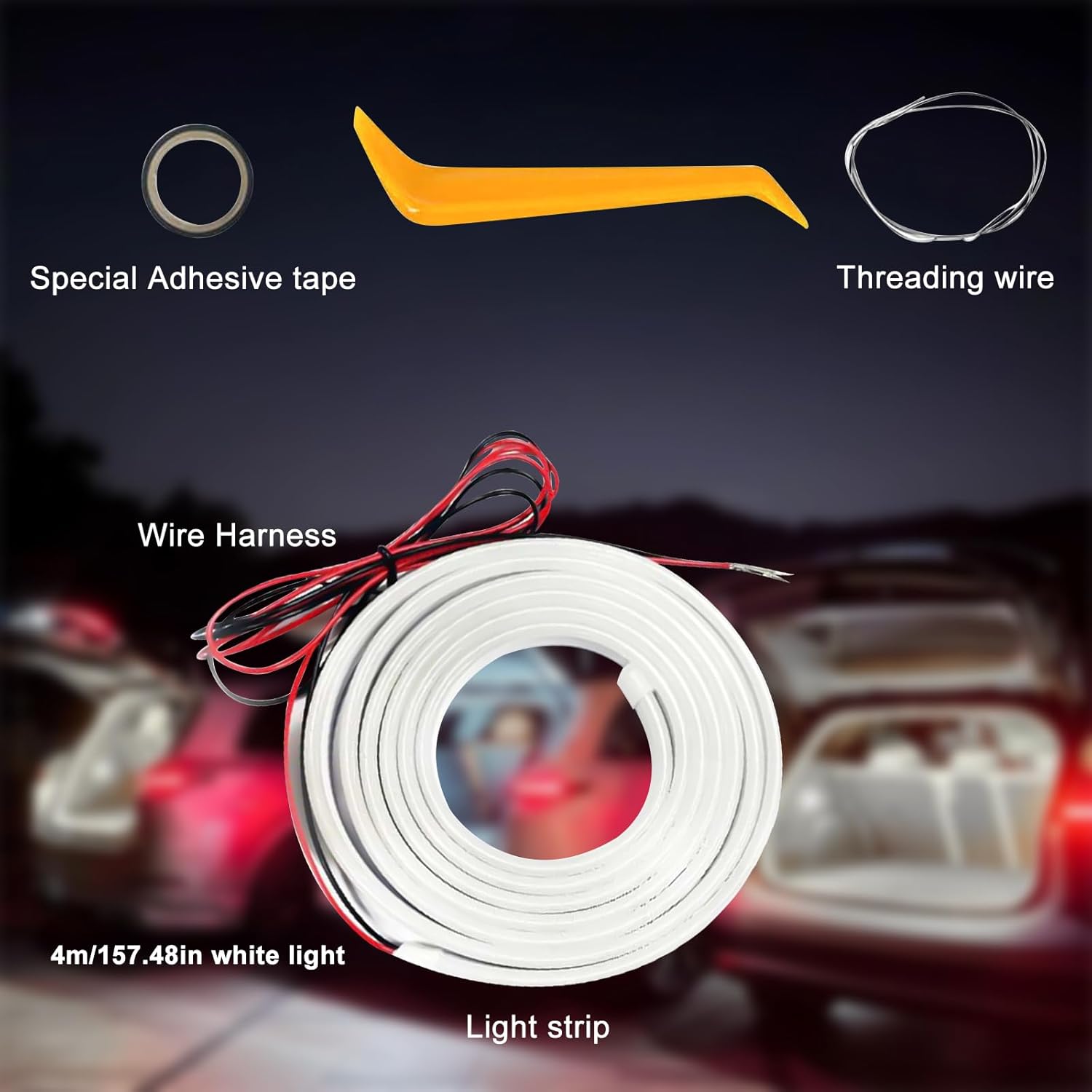 Thumbnail 6 de Ceinture lumineuse LED de coffre – Bande ambiance 4 m pour éclairage intérieur automobile