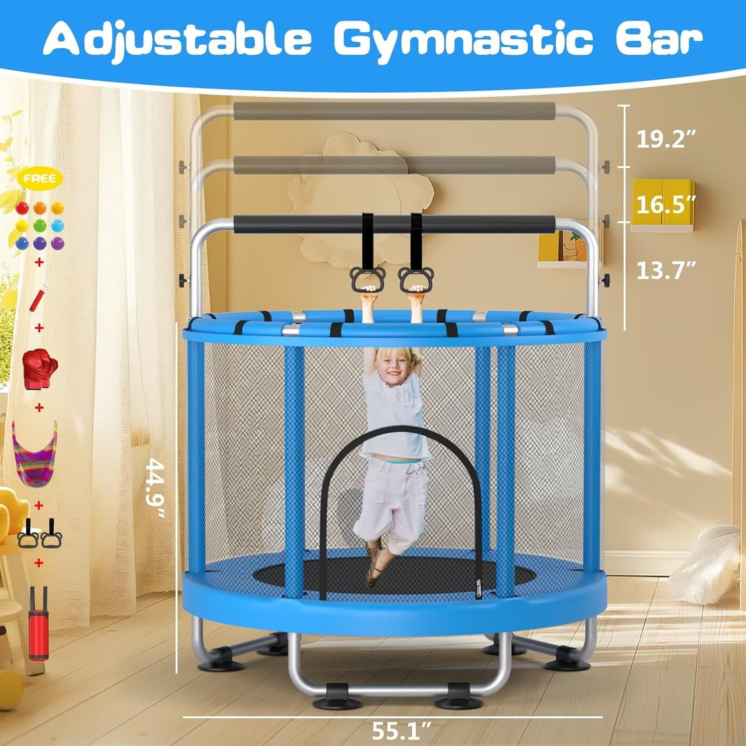 Thumbnail 3 de ZCMHAXJ 55-inch kids trampoline with enclosure 🤸♀